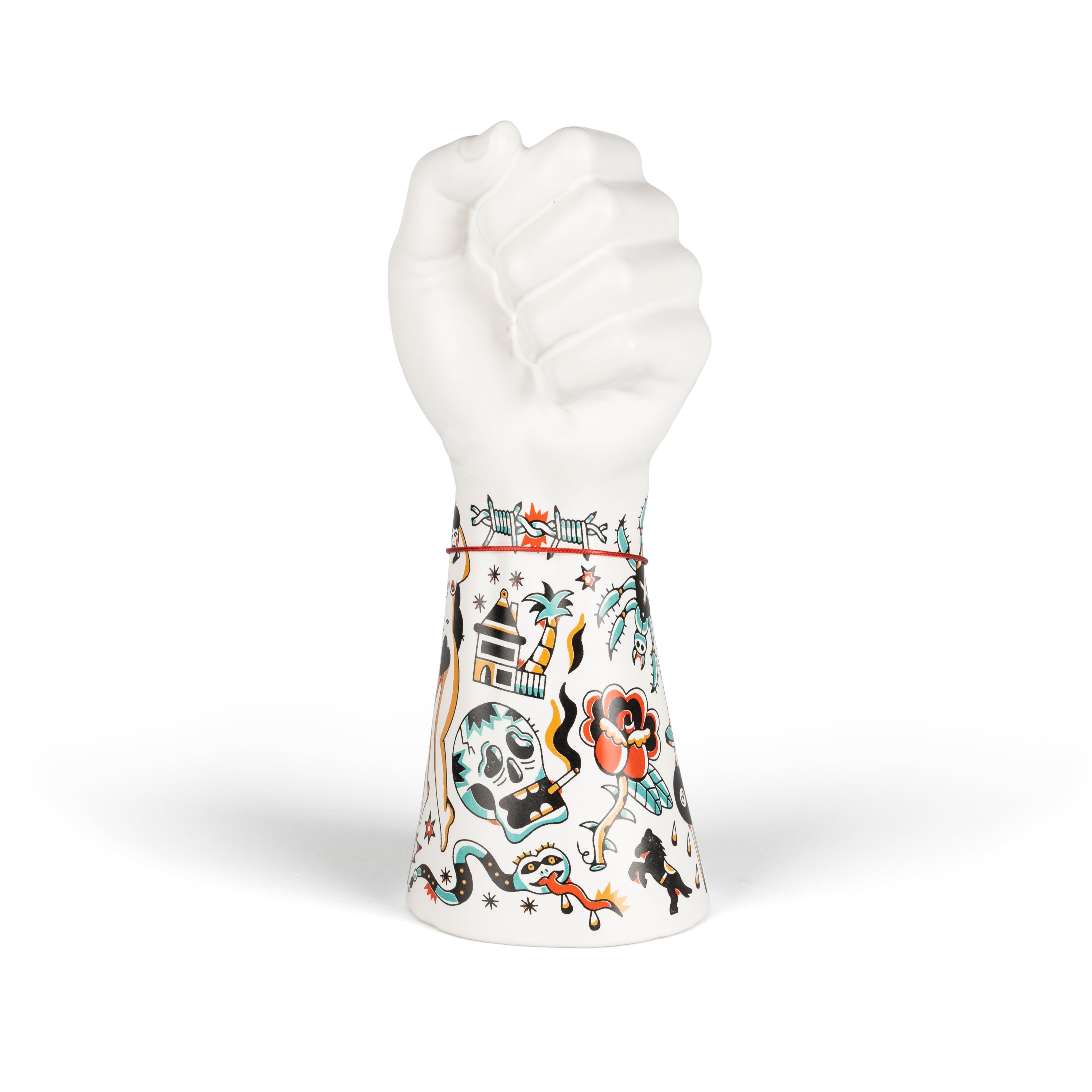 Vase LIBERTY MATTERS weiß mit buntem Muster