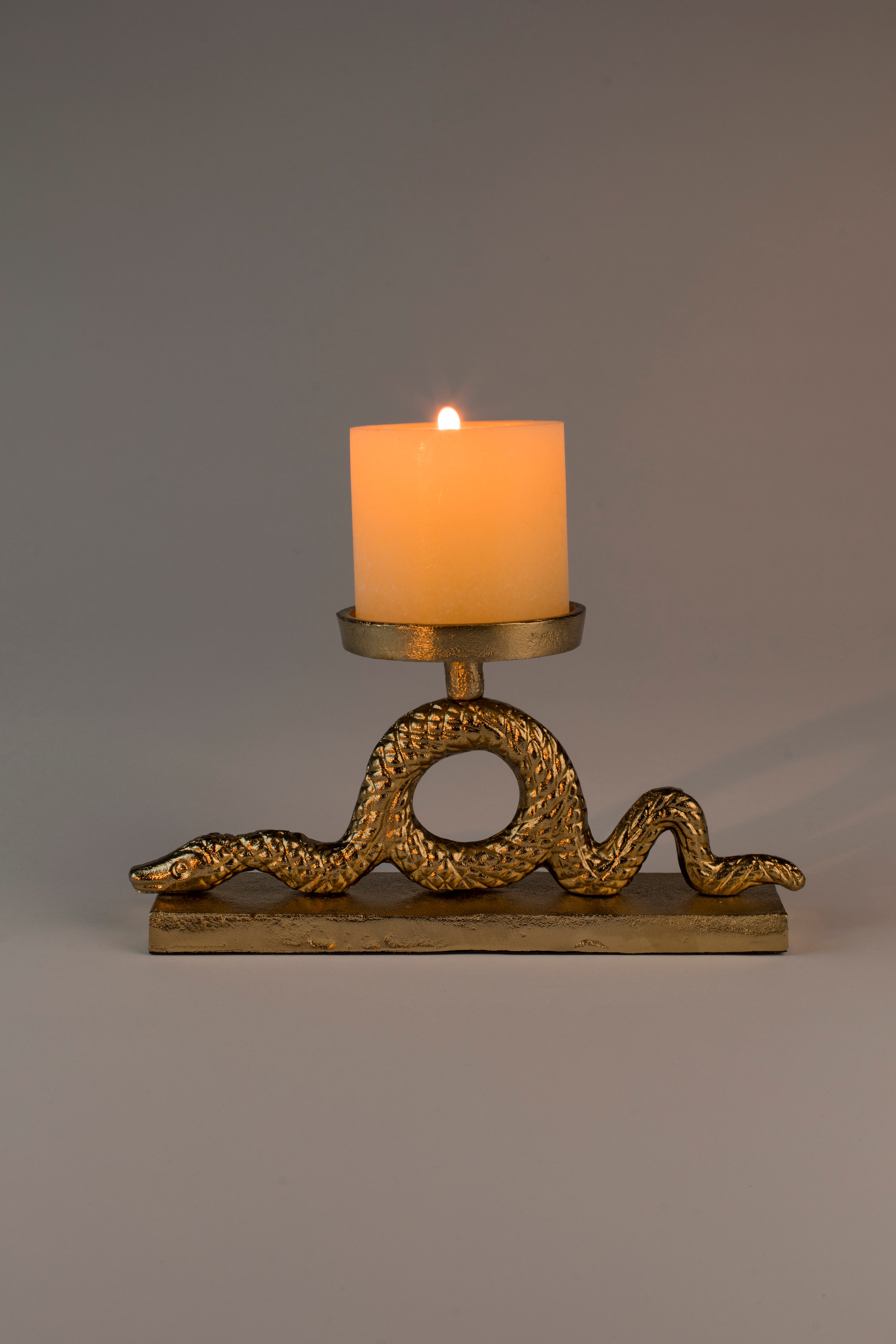 Kerzenhalter HALTEN SIE DIE SCHLANGEN FERN goldfarben