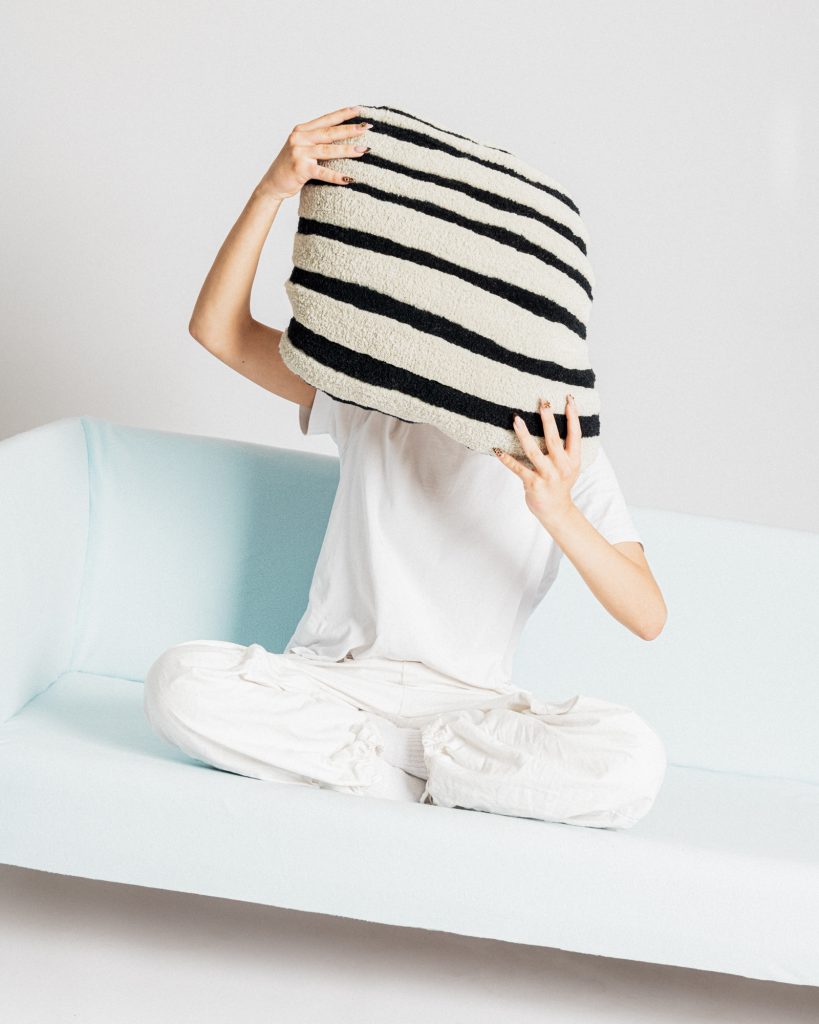 BONBON decorative pillow broken white with black