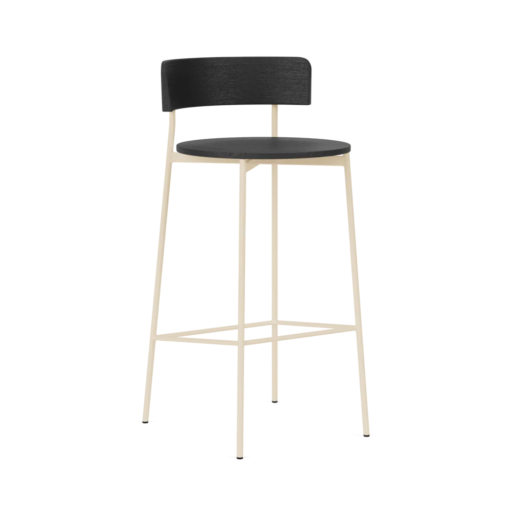 FRIDAY Bar Stool Black with Beige Base