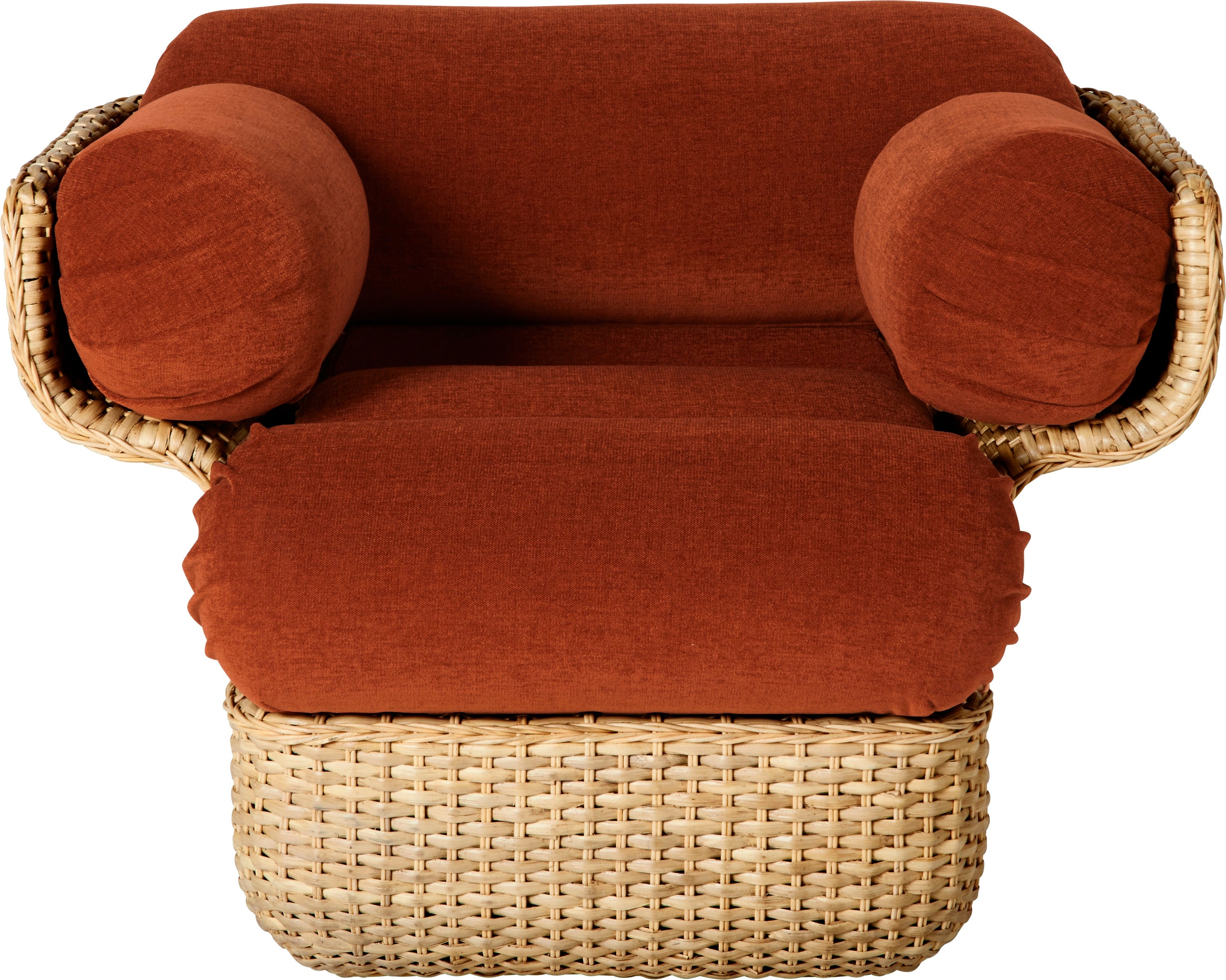 BASKET Sessel Burgunderrot mit Rattan