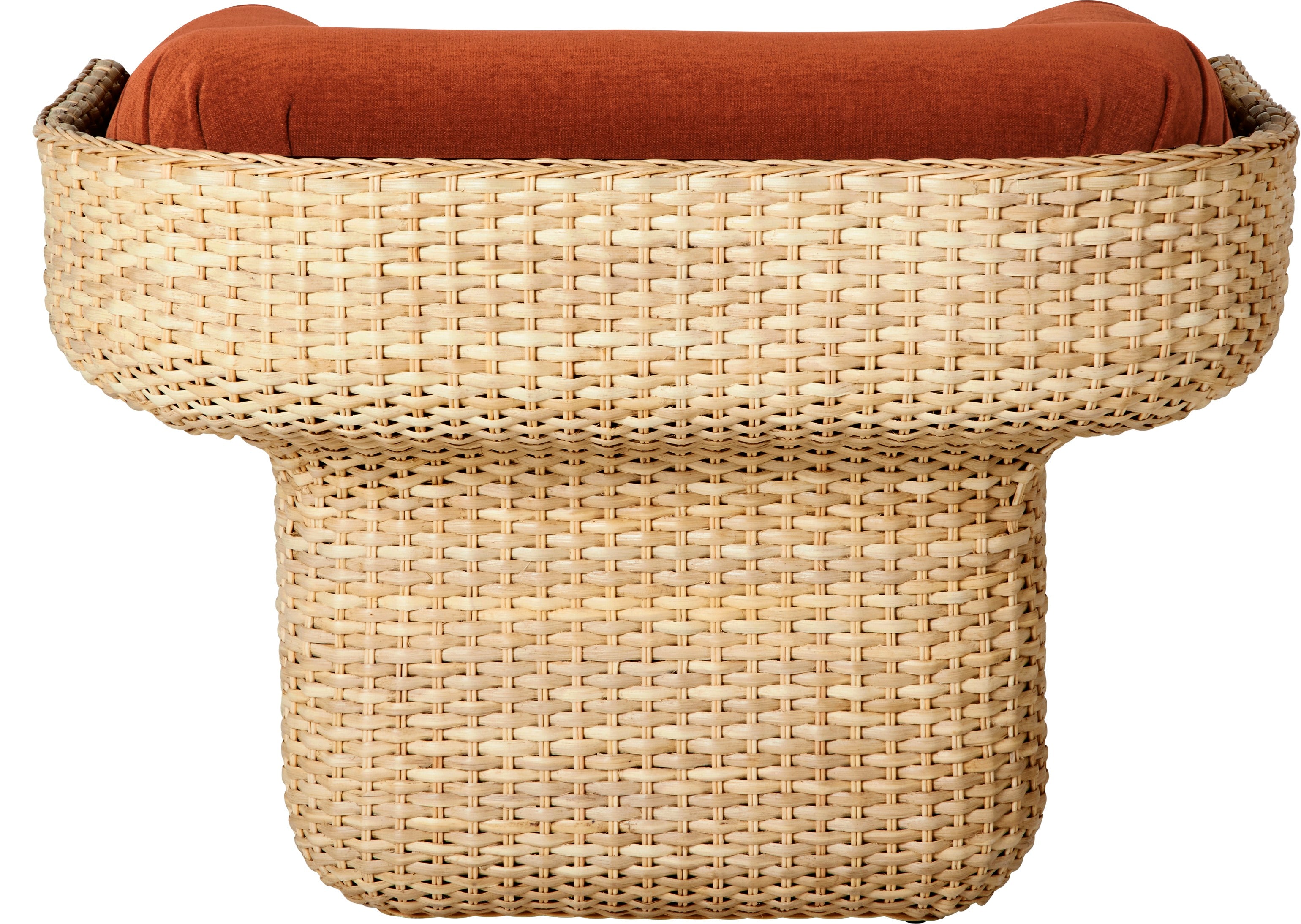 BASKET Sessel Burgunderrot mit Rattan