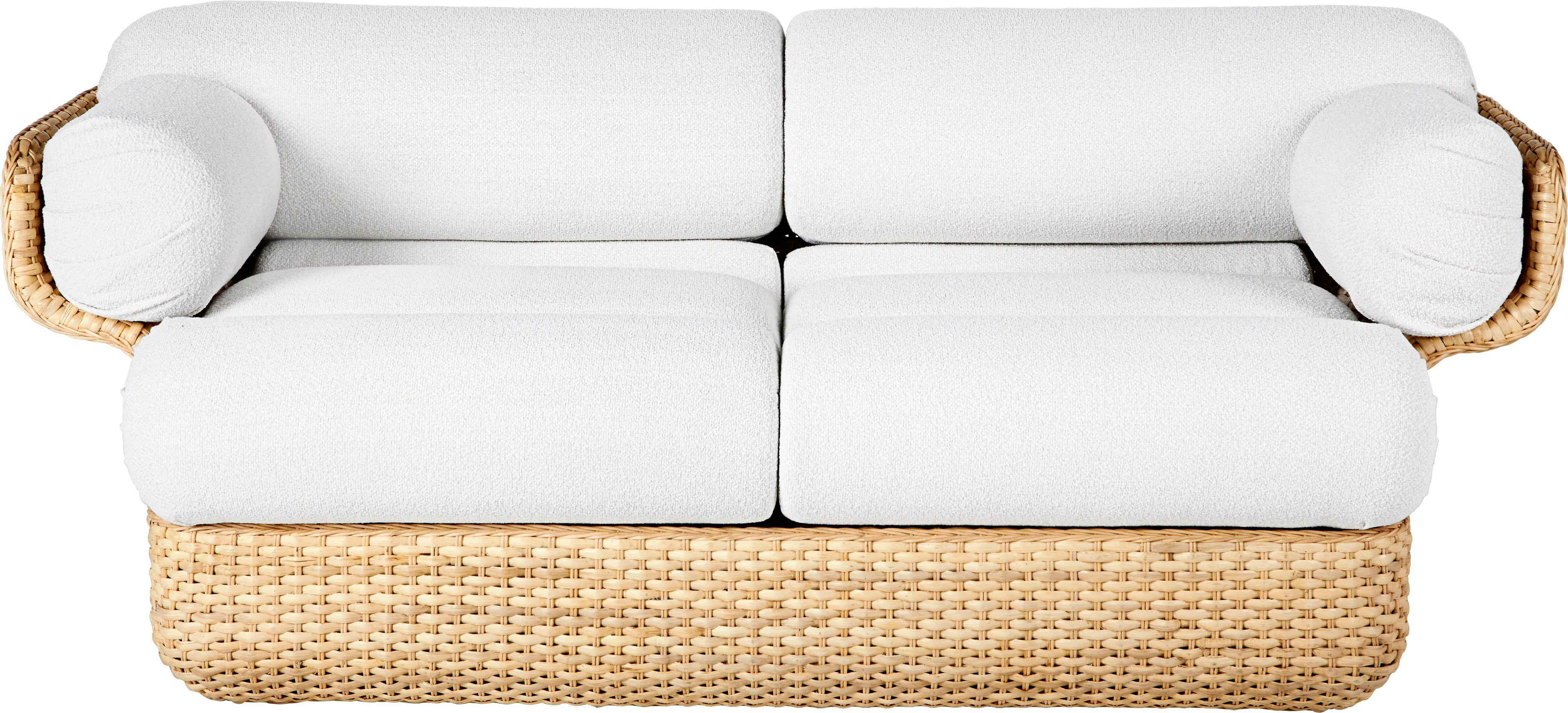BASKET 2-Sitzer-Sofa weiß mit Rattan