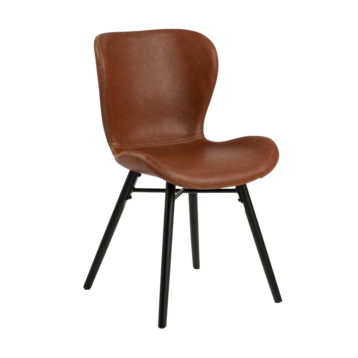 Batilda brandy leather chair with a black base