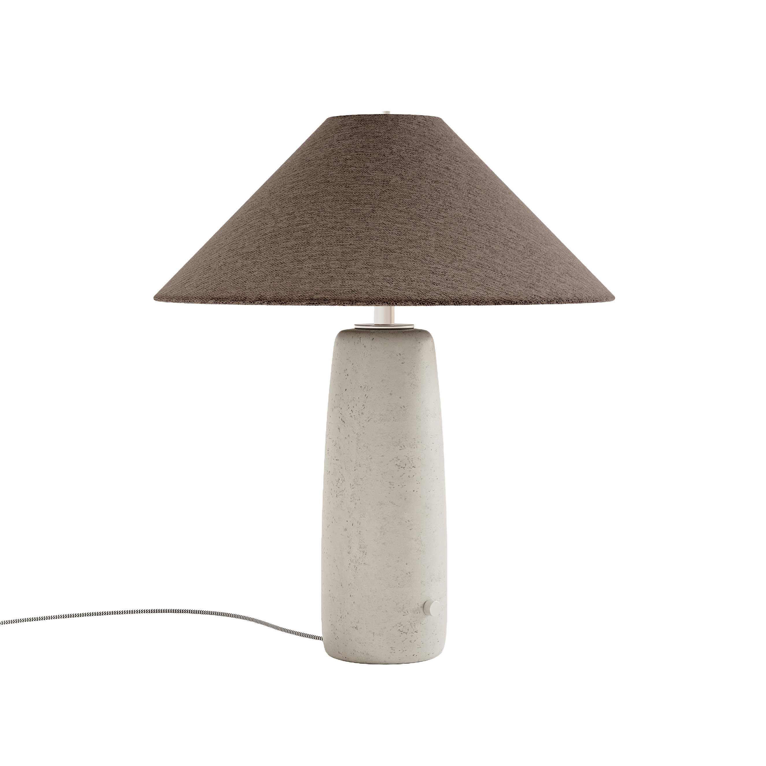 Tischlampe BATON aus Beton mit braunem Schirm