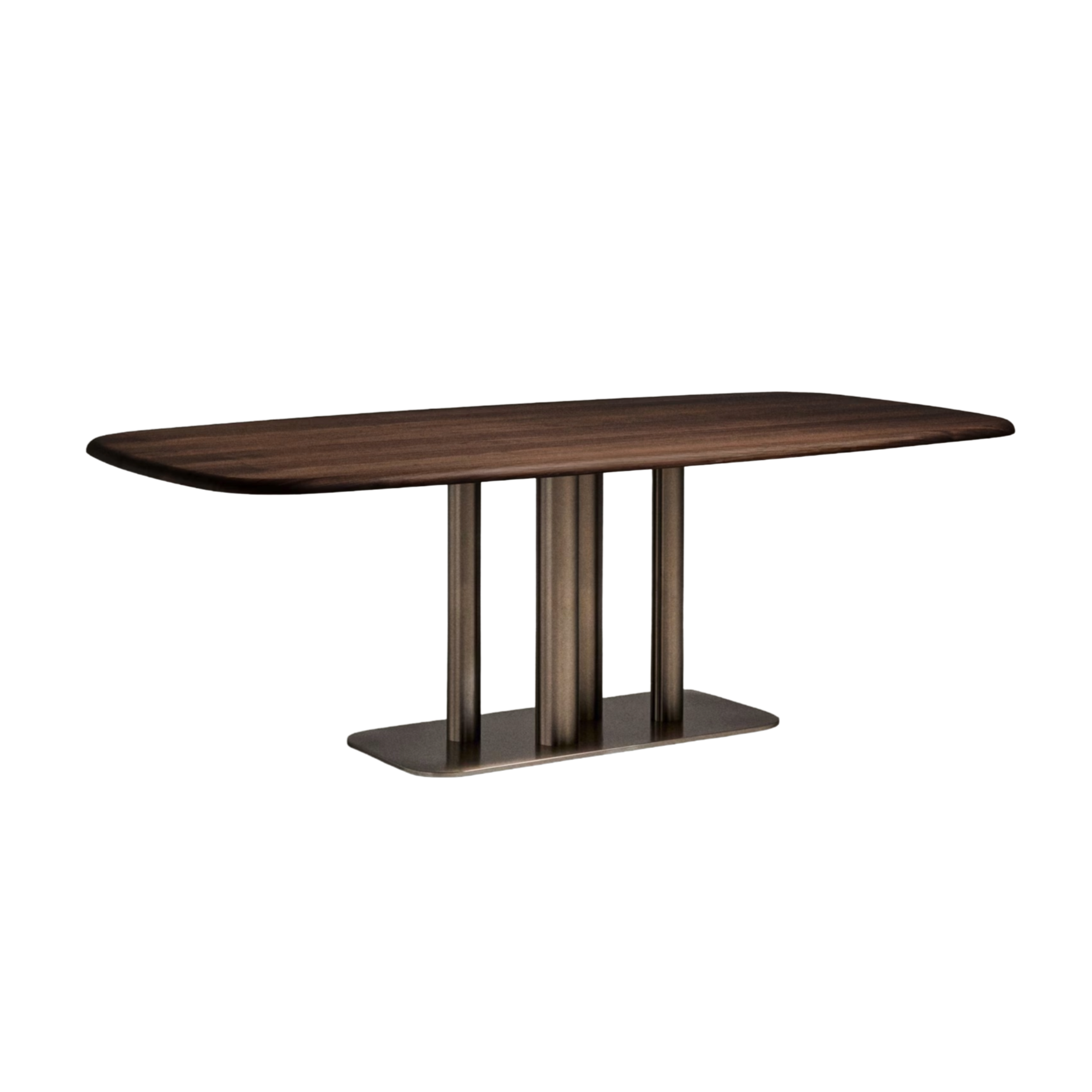 MELVAR table with walnut veneer and steel base
