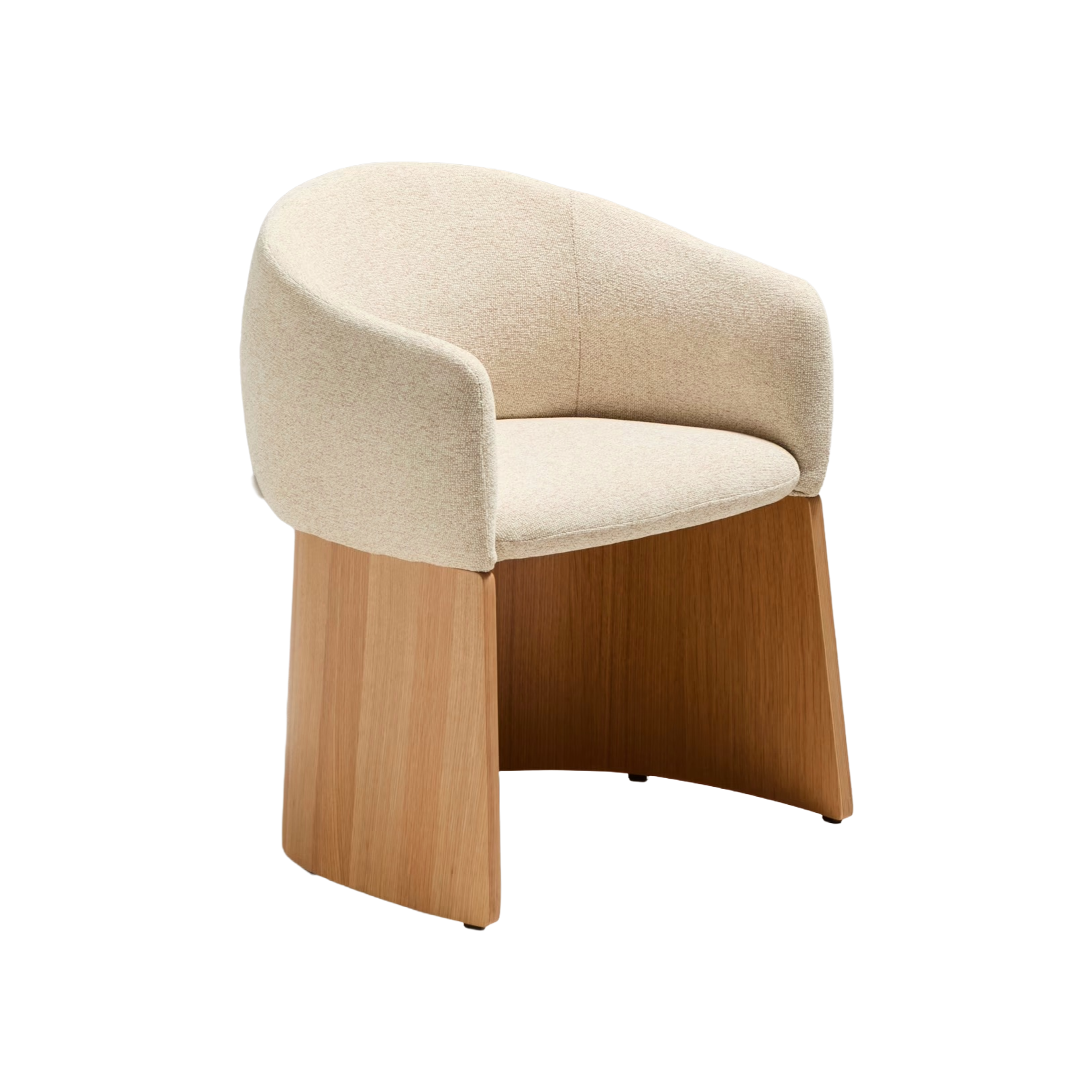 Stuhl BOSCA beige Chenille mit Eichenfurnierbasis