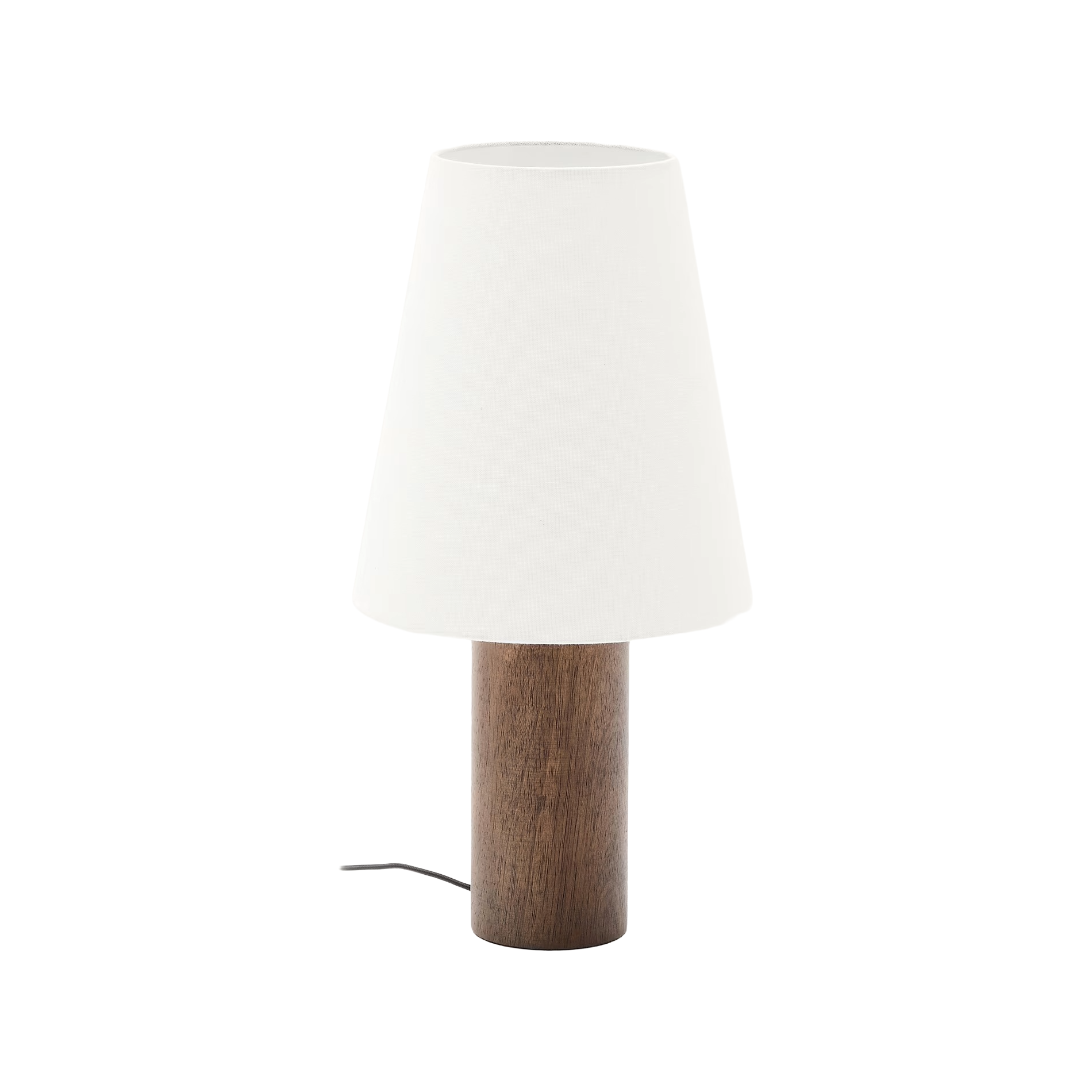 MARGA table lamp dark rubber wood with white shade