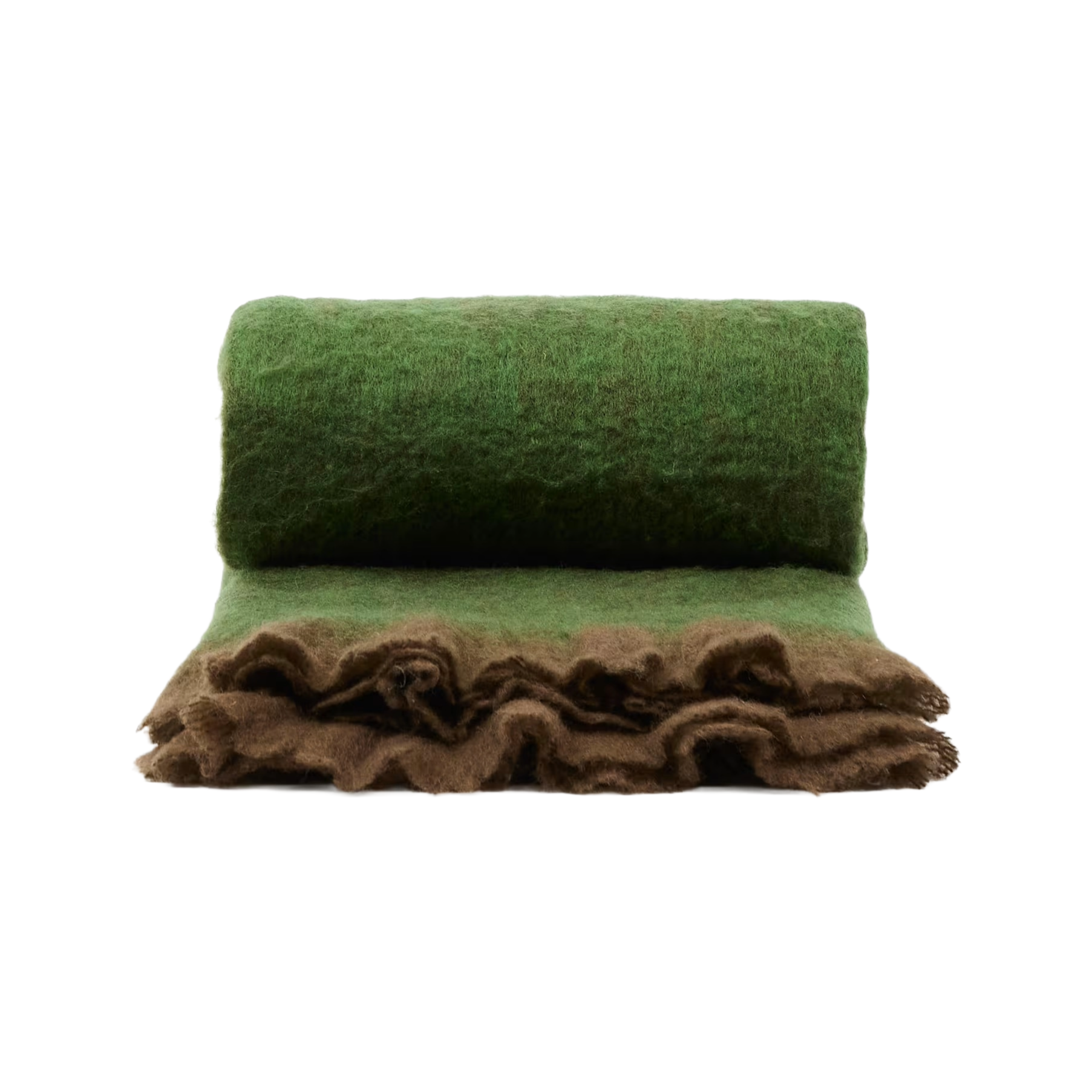 Pled ODELNA grün mit braunen Rüschen