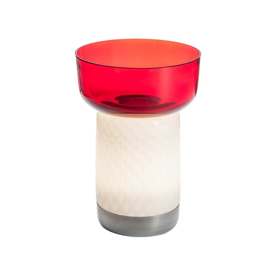 Tragbare Lampe BONTA BOWL weiß mit rot