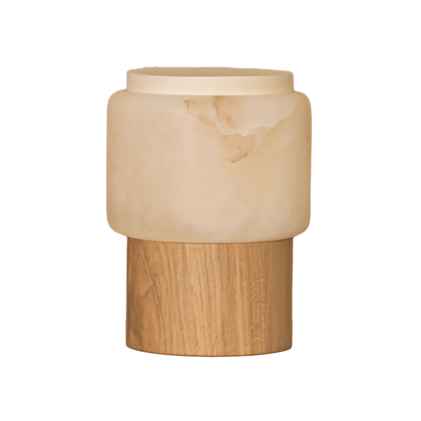 Portable Lamp LANTERNO white alabaster with wooden base