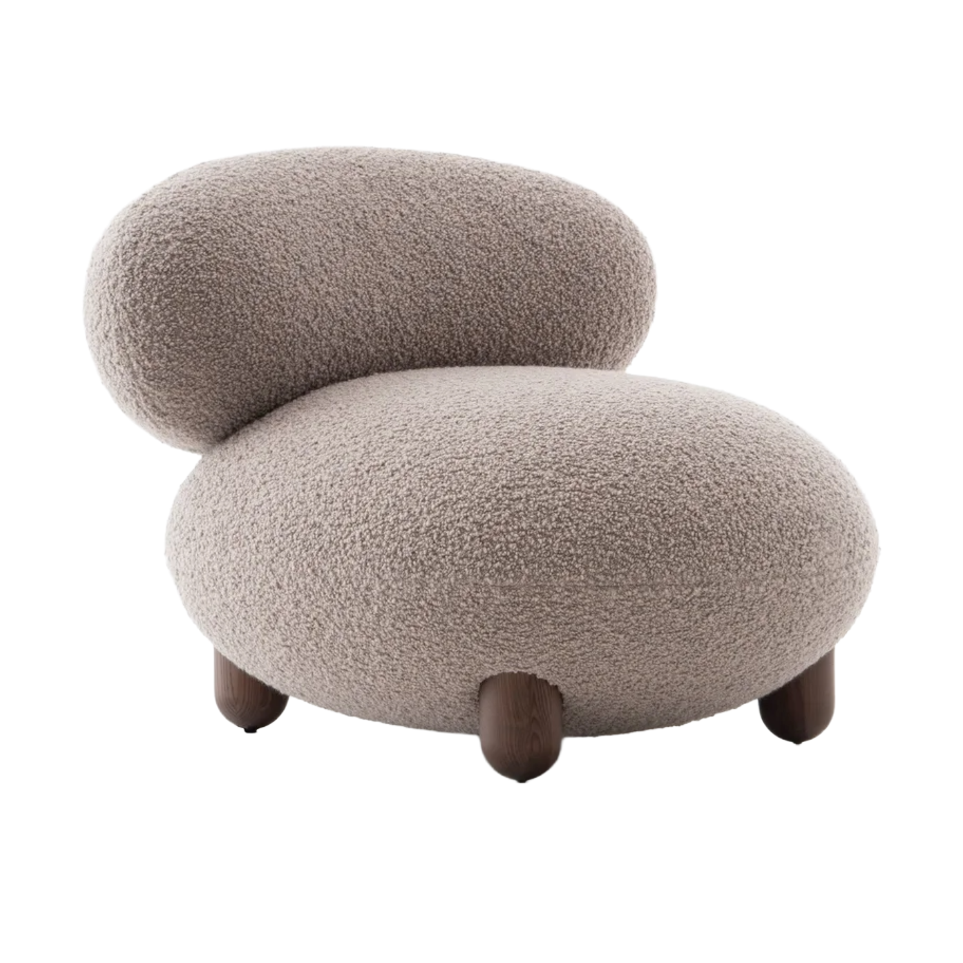 Upholstered FLOCK Armchair with Wooden Base