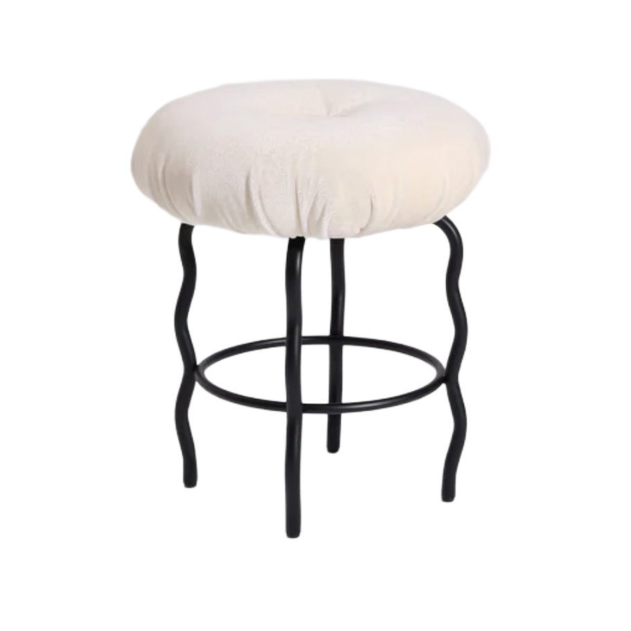 Upholstered WAVE Stool with Metal Base