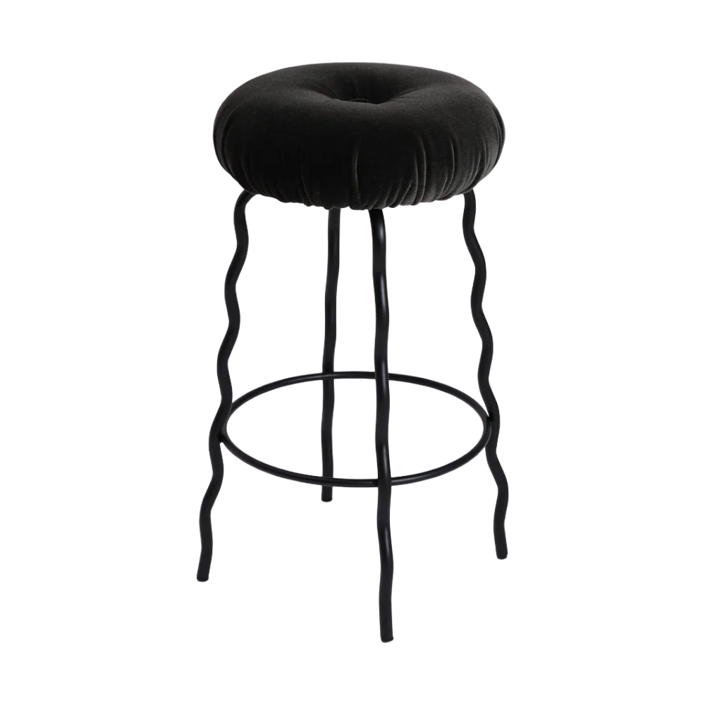 Upholstered WAVE Bar Stool with Metal Base