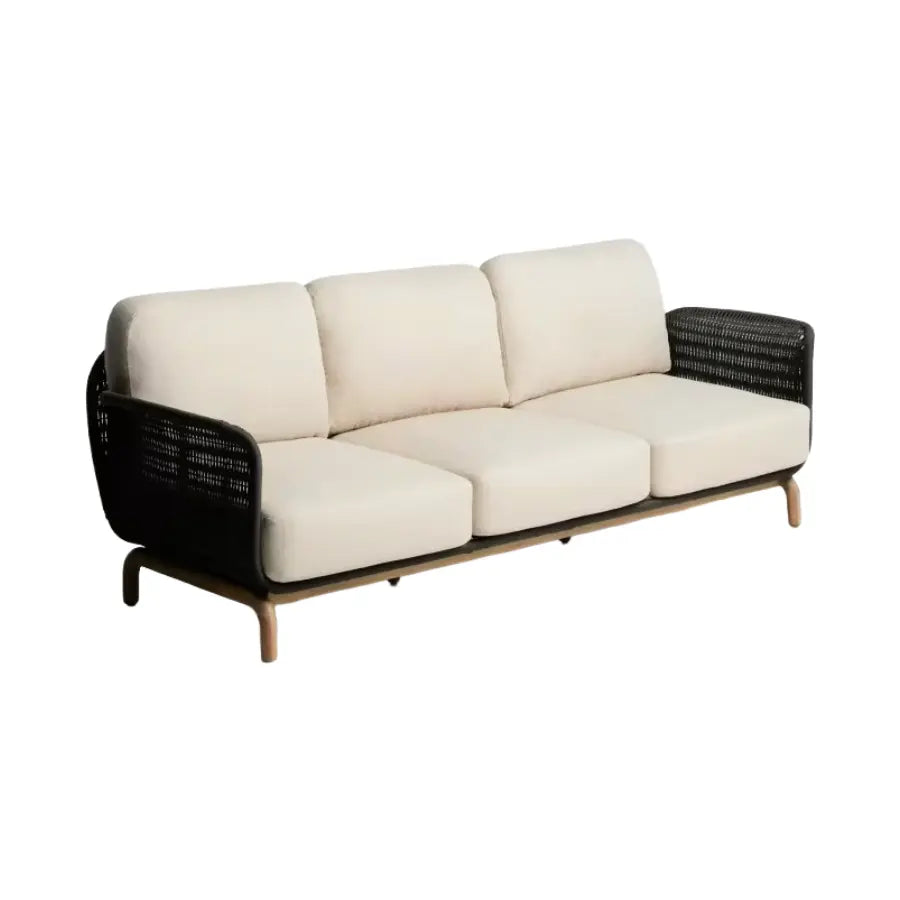 Sofa ogrodowa 3-osobowa ALIPA czarny z beżowym – Kave Home