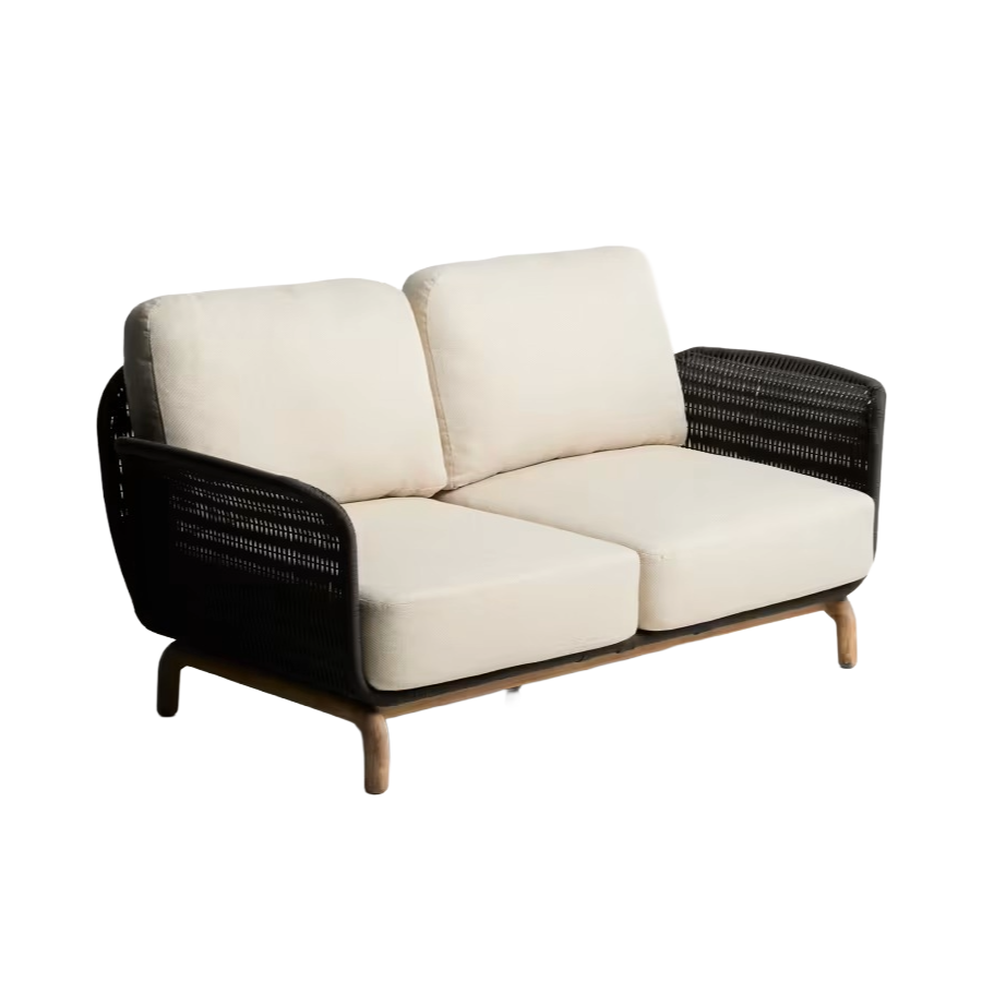 ALIPA Beige and Black 2-Seater Garden Sofa