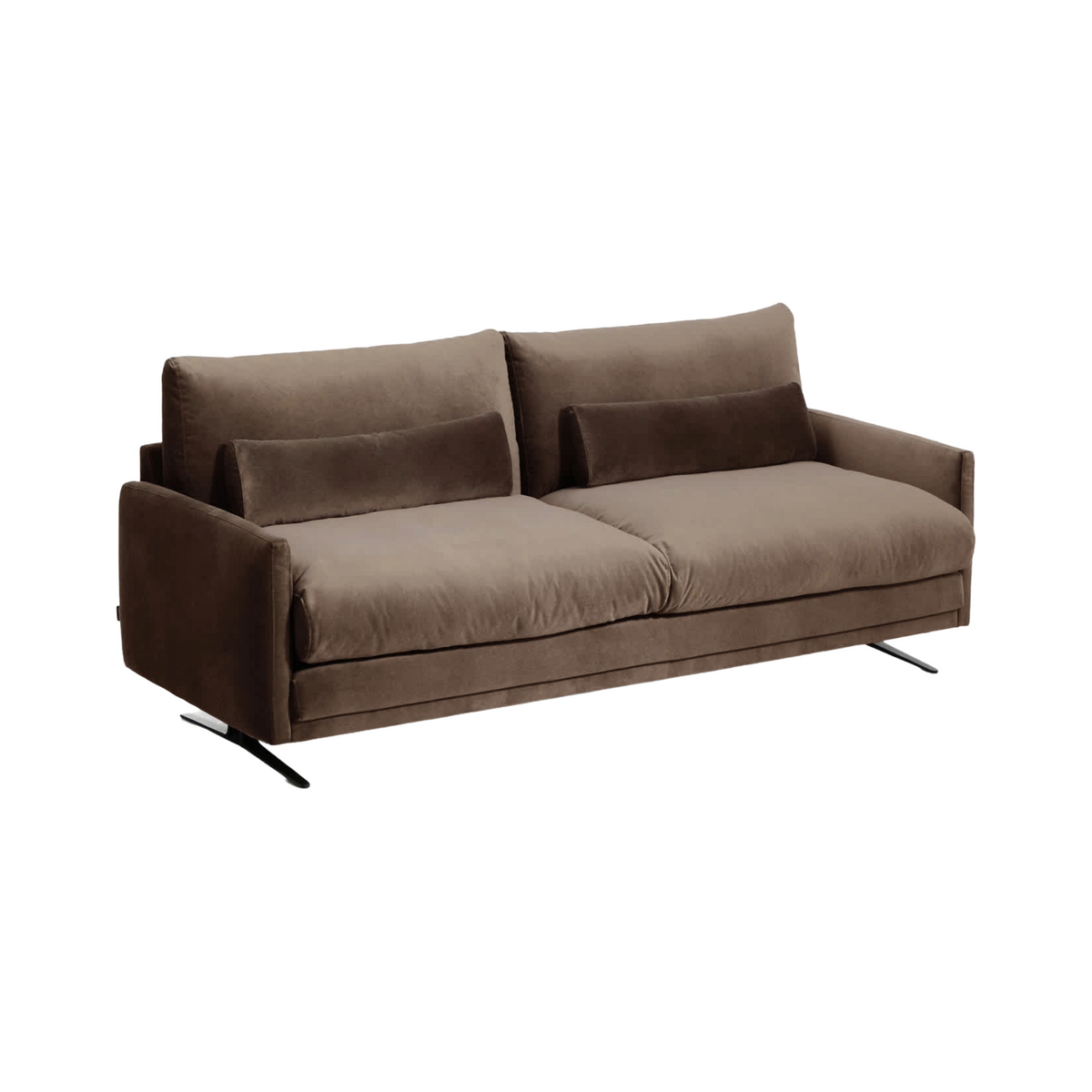 3-Seater Velvet Sofa VELIRO Dark Brown with Black Base
