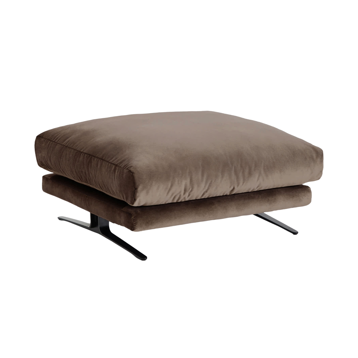 VELIRO dark brown velvet footrest with black base