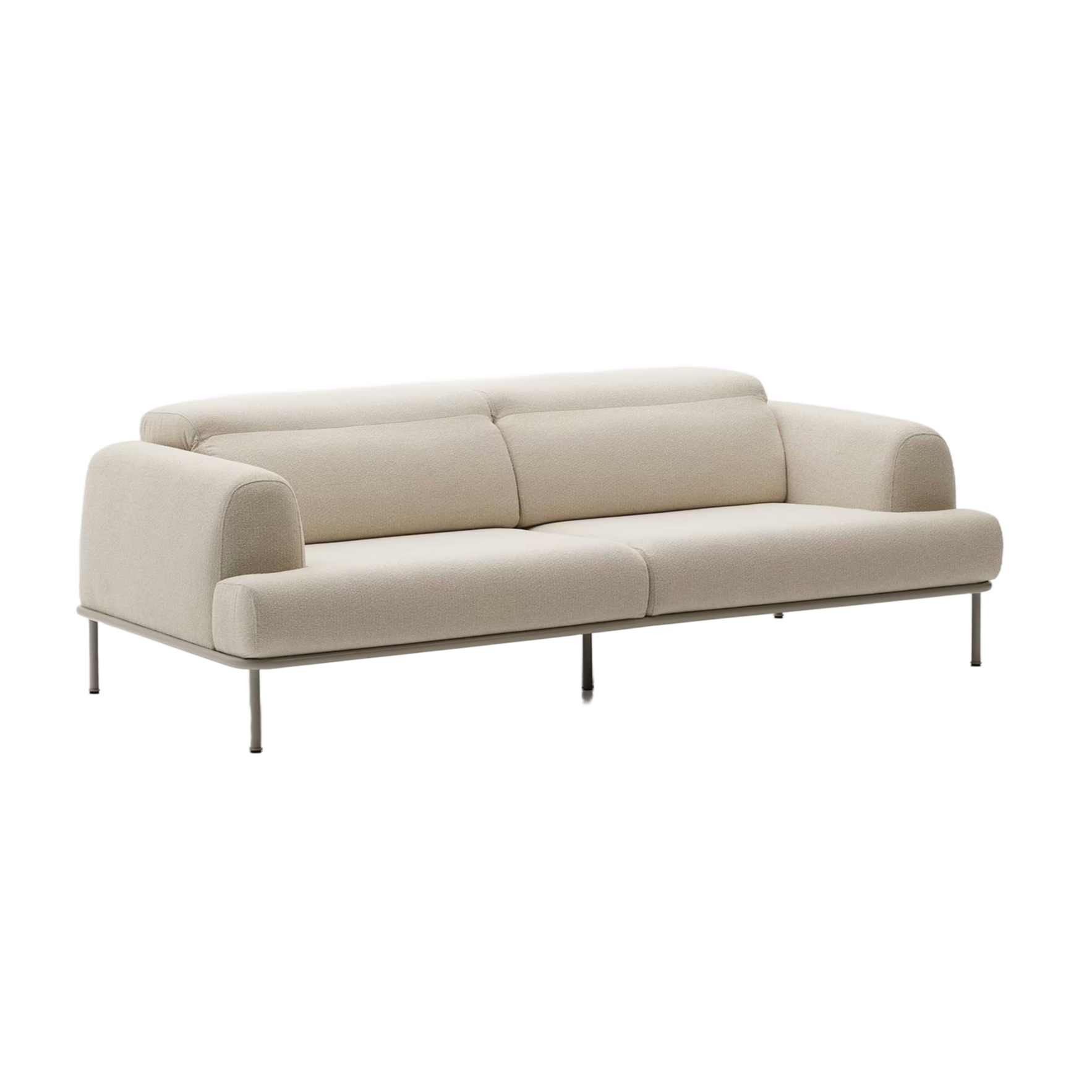 3-seater AURUM ecru chenille sofa with a beige base