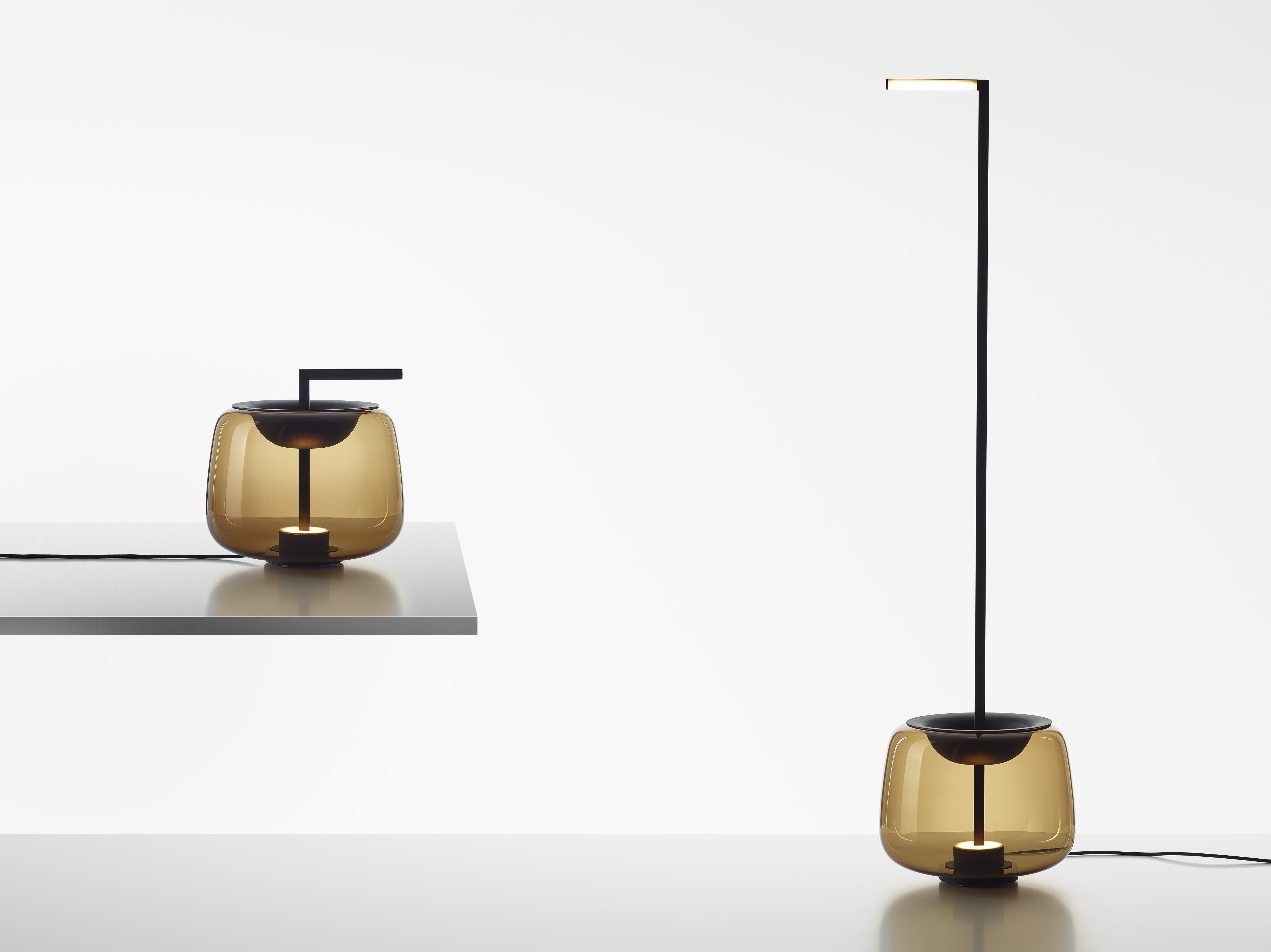 Double -shiny glass floor lamp