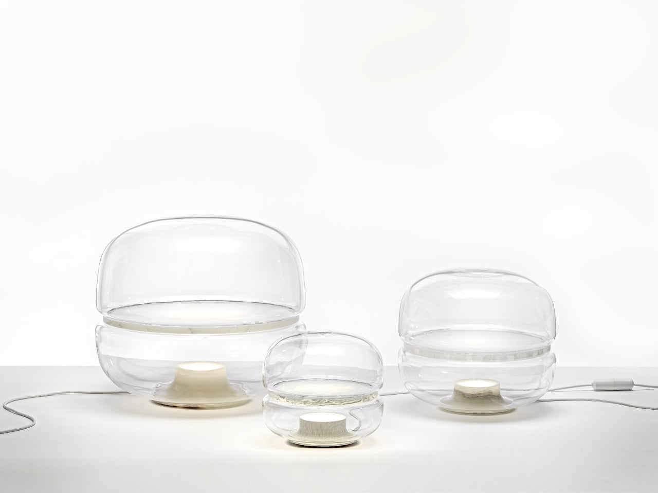 Makkaron L -Tischlampe aufblasbares Glas mit Onyx