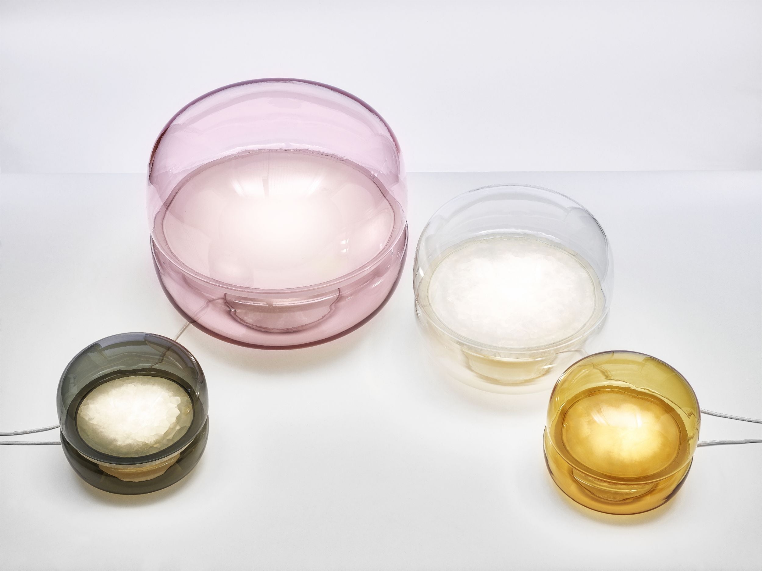 Makkaron L -Tischlampe aufblasbares Glas mit Onyx