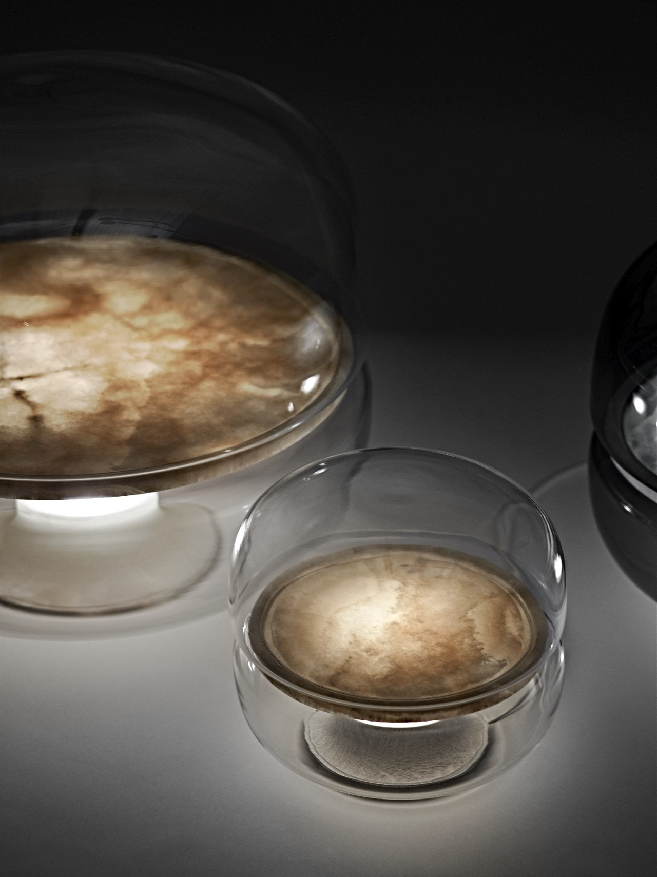 Makkaron -Mini -Tischlampe aufblasbares Glas mit Onyx
