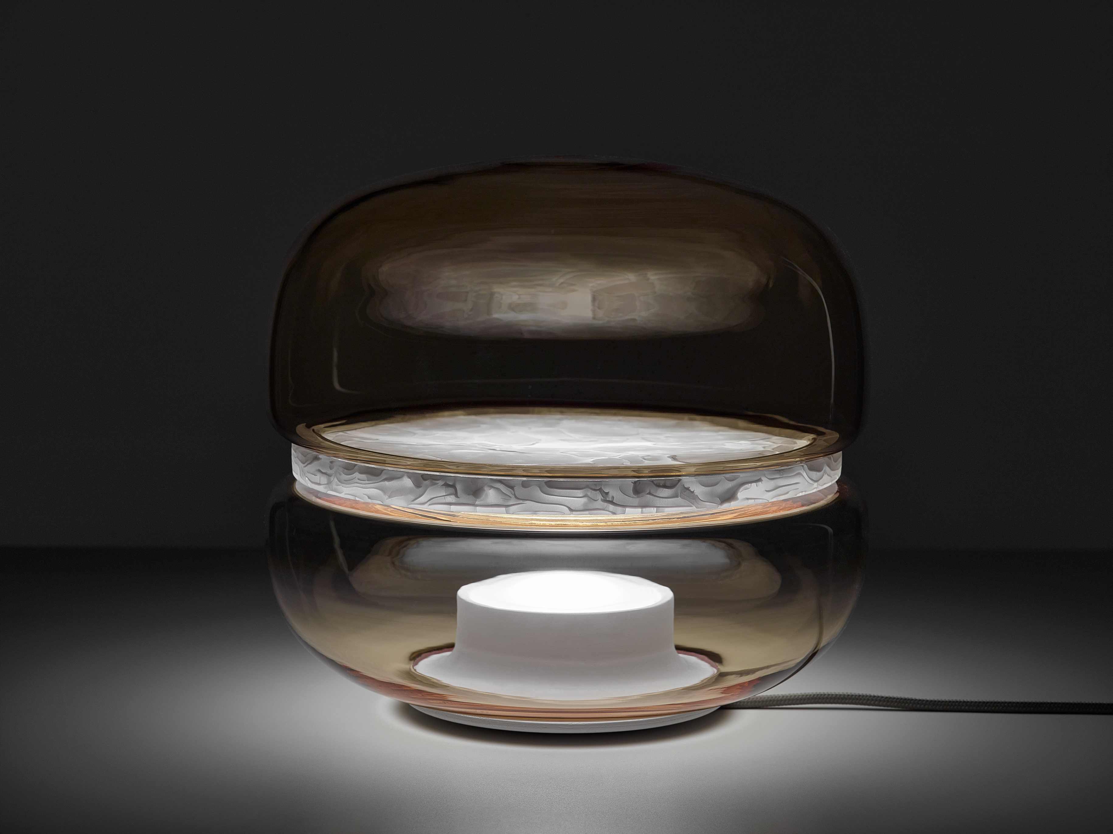 Makkaron -Mini -Tischlampe aufblasbares Glas mit Onyx