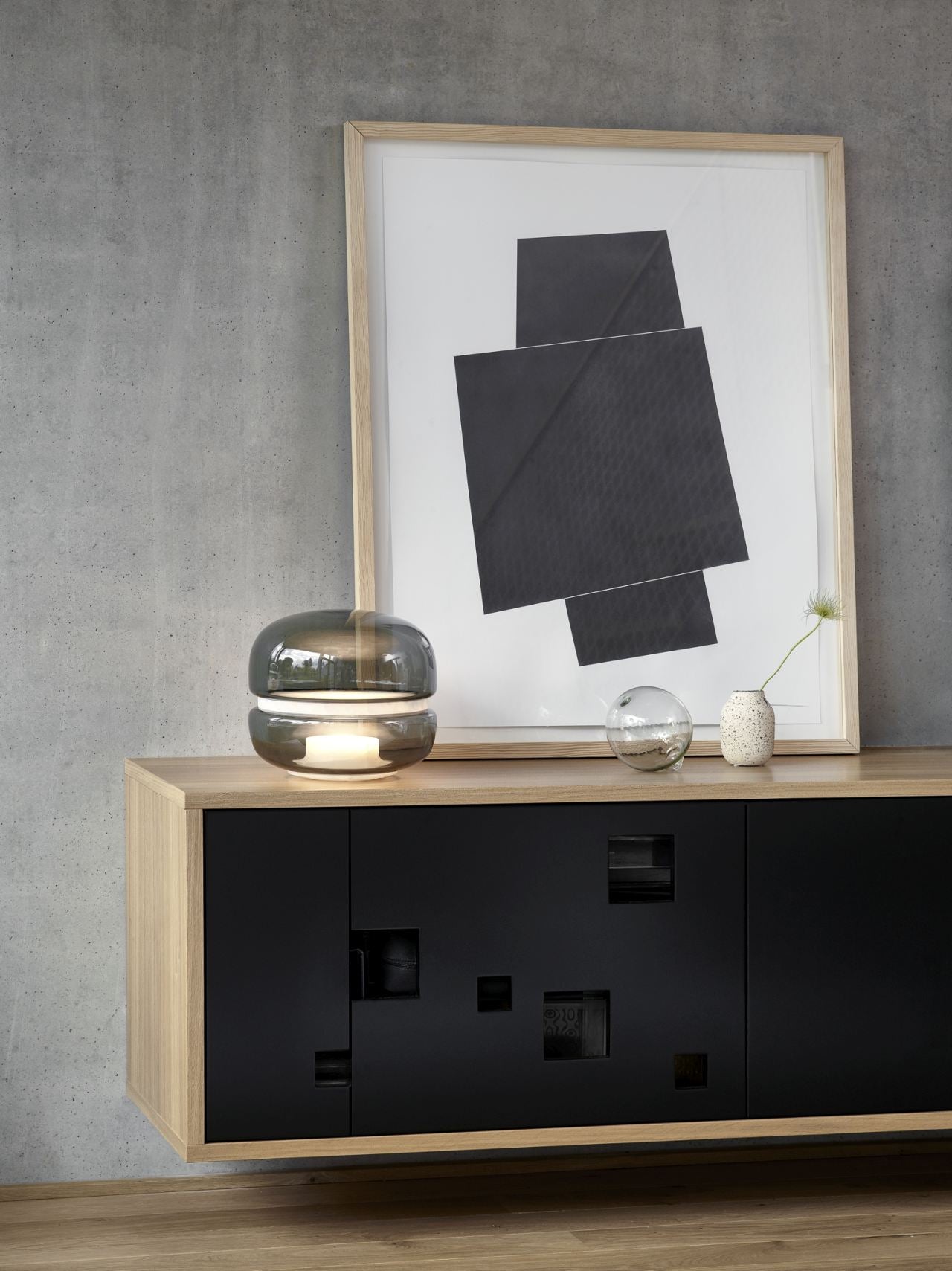 Makkaron -Mini -Tischlampe aufblasbares Glas mit Onyx