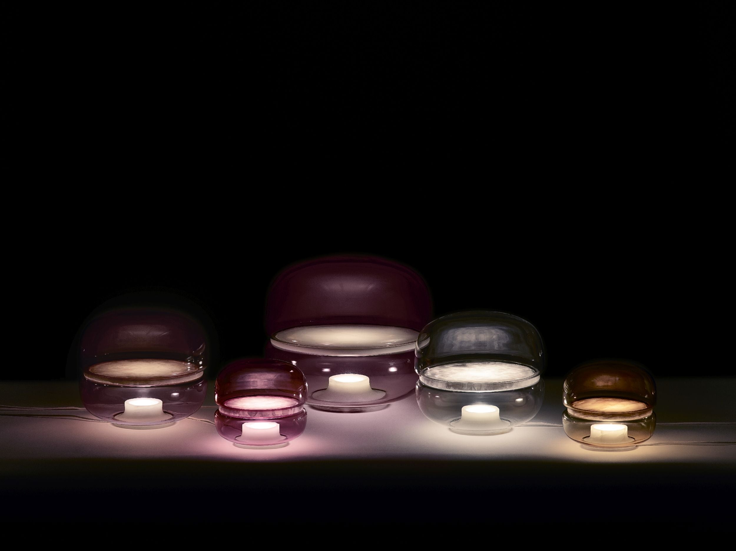 Makkaron L -Tischlampe aufblasbares Glas mit Onyx