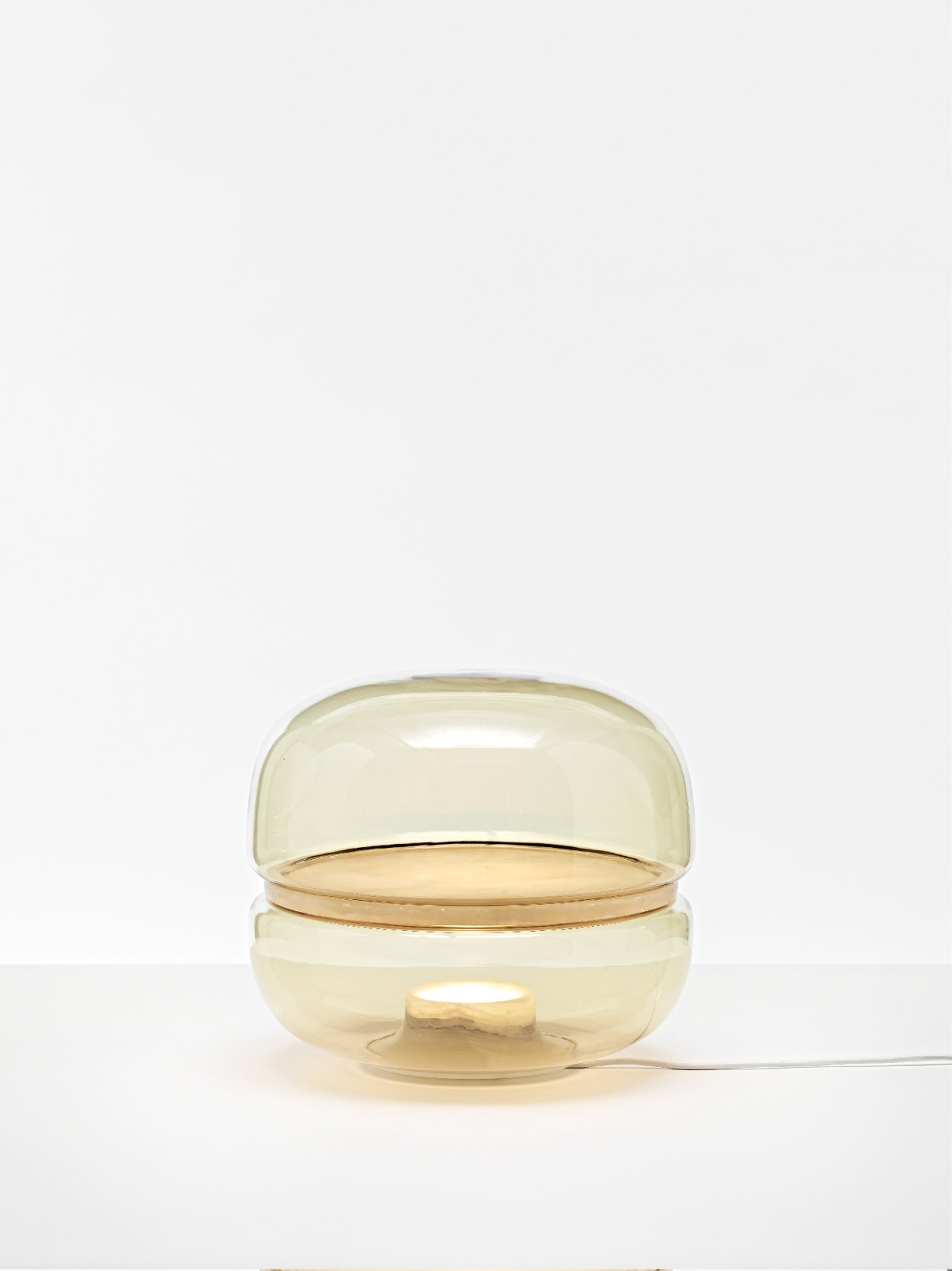 Makkaron -M -Tischlampe aufblasbares Glas mit Onyx