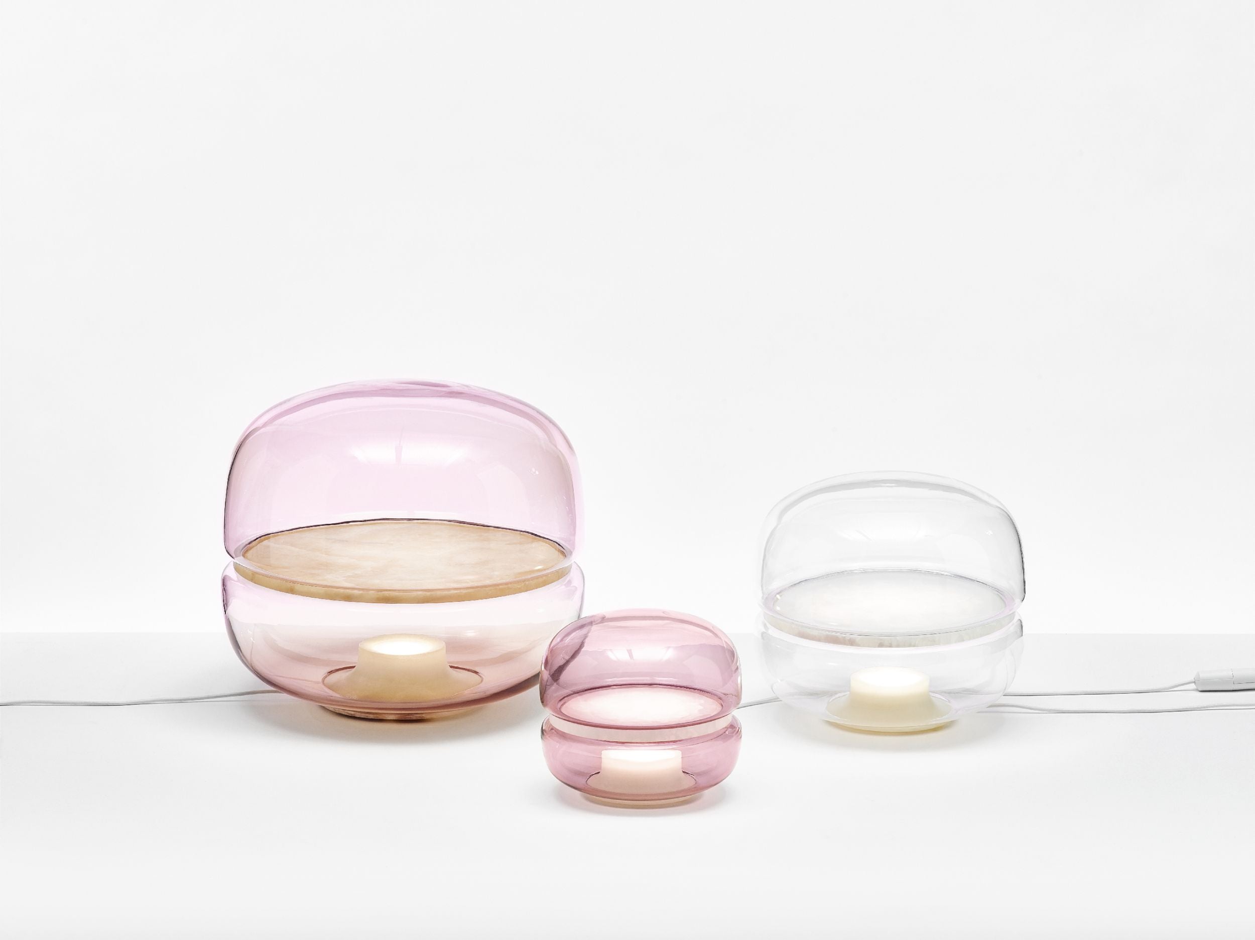 Makkaron -M -Tischlampe aufblasbares Glas mit Onyx
