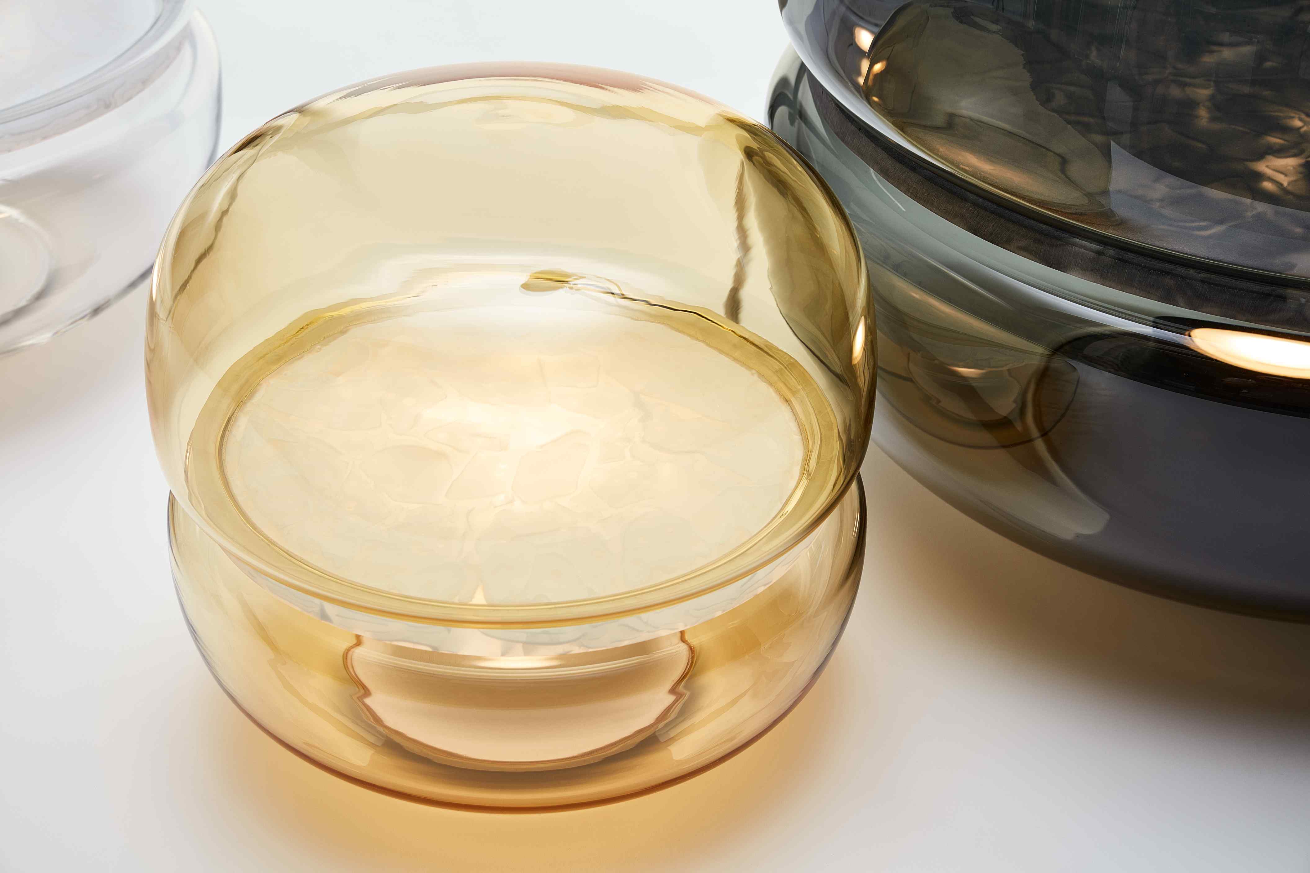 Makkaron -Mini -Tischlampe aufblasbares Glas mit Onyx