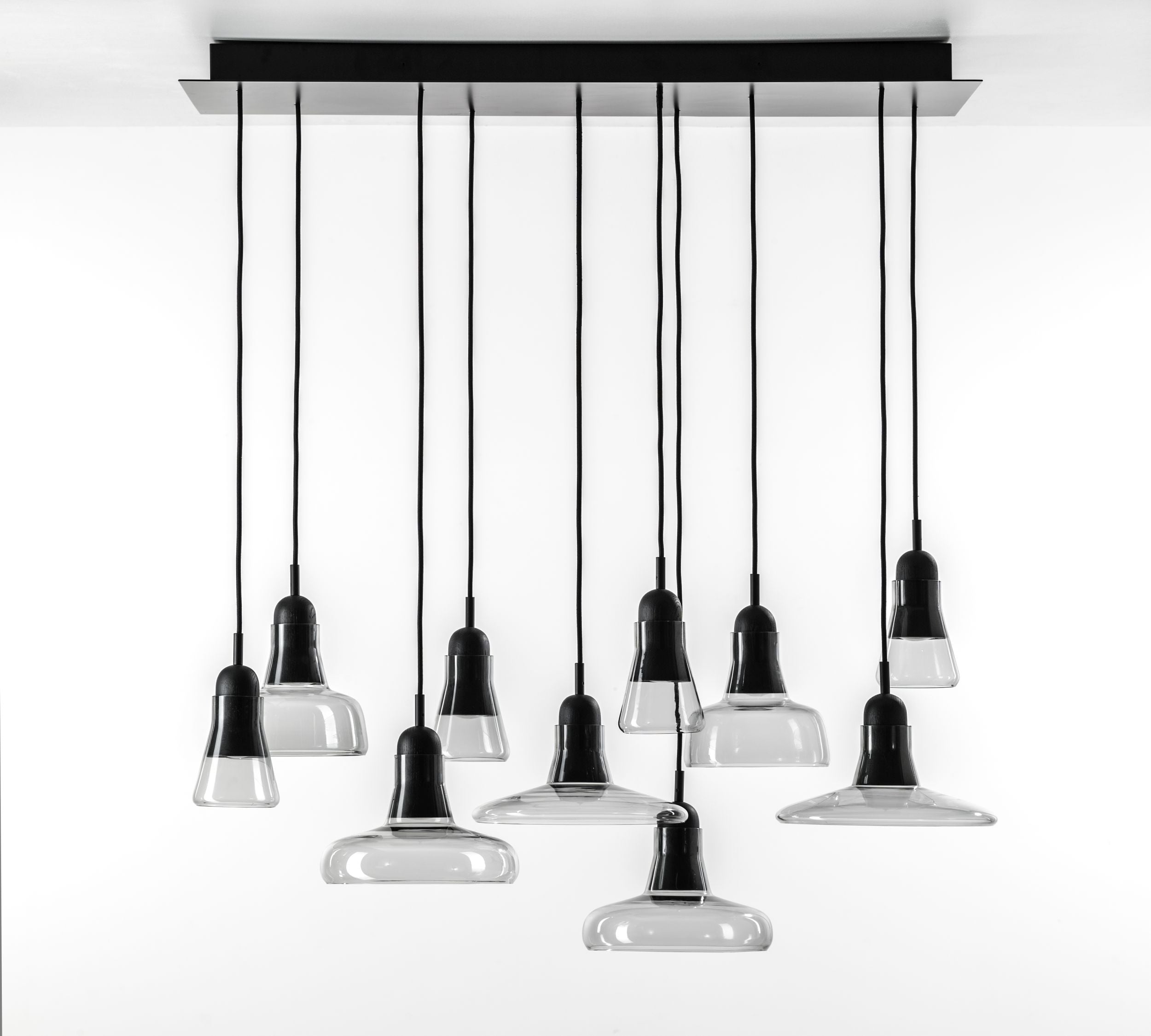 Schatten Hanging Lampe - Rechteckige große glänzende Glas einstellen