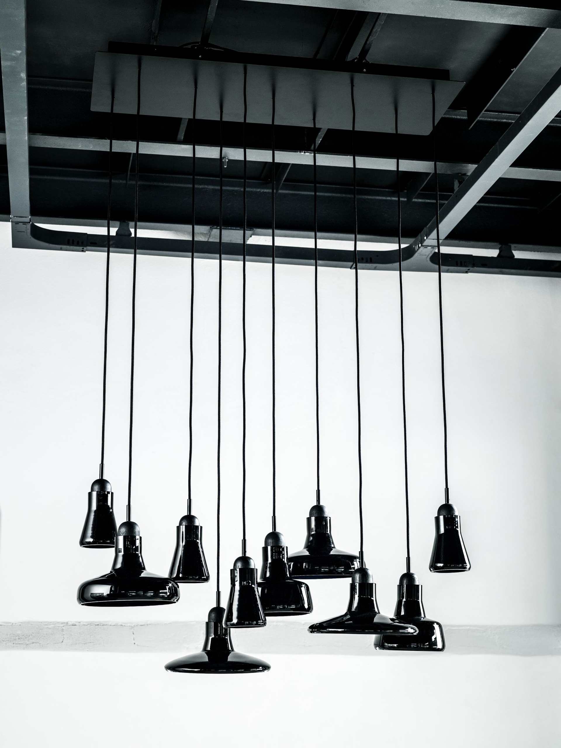 Schatten Hanging Lampe - Rechteckige große glänzende Glas einstellen