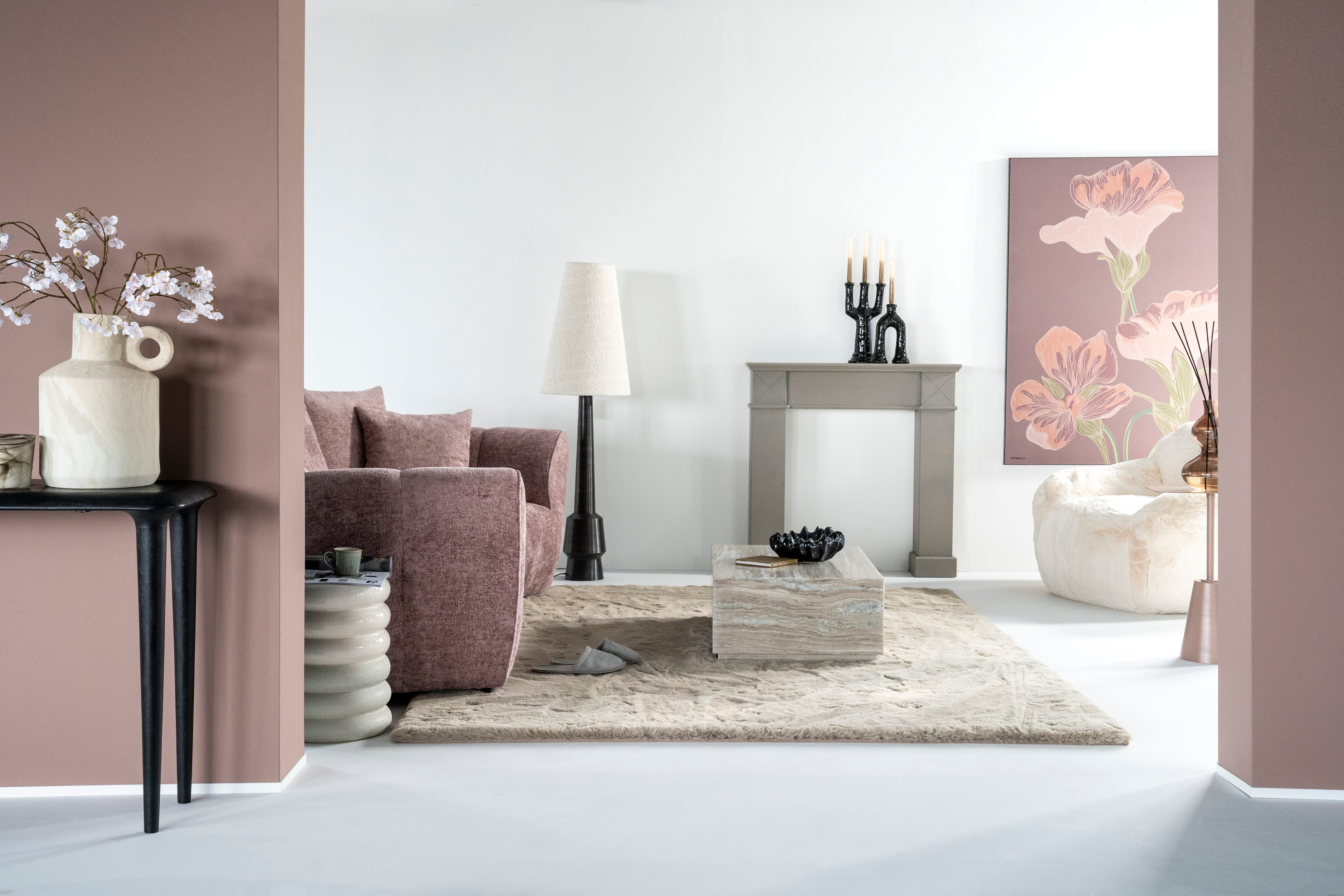 Stehlampe DAWN hellbeige mit dunkelbraunem Fuß