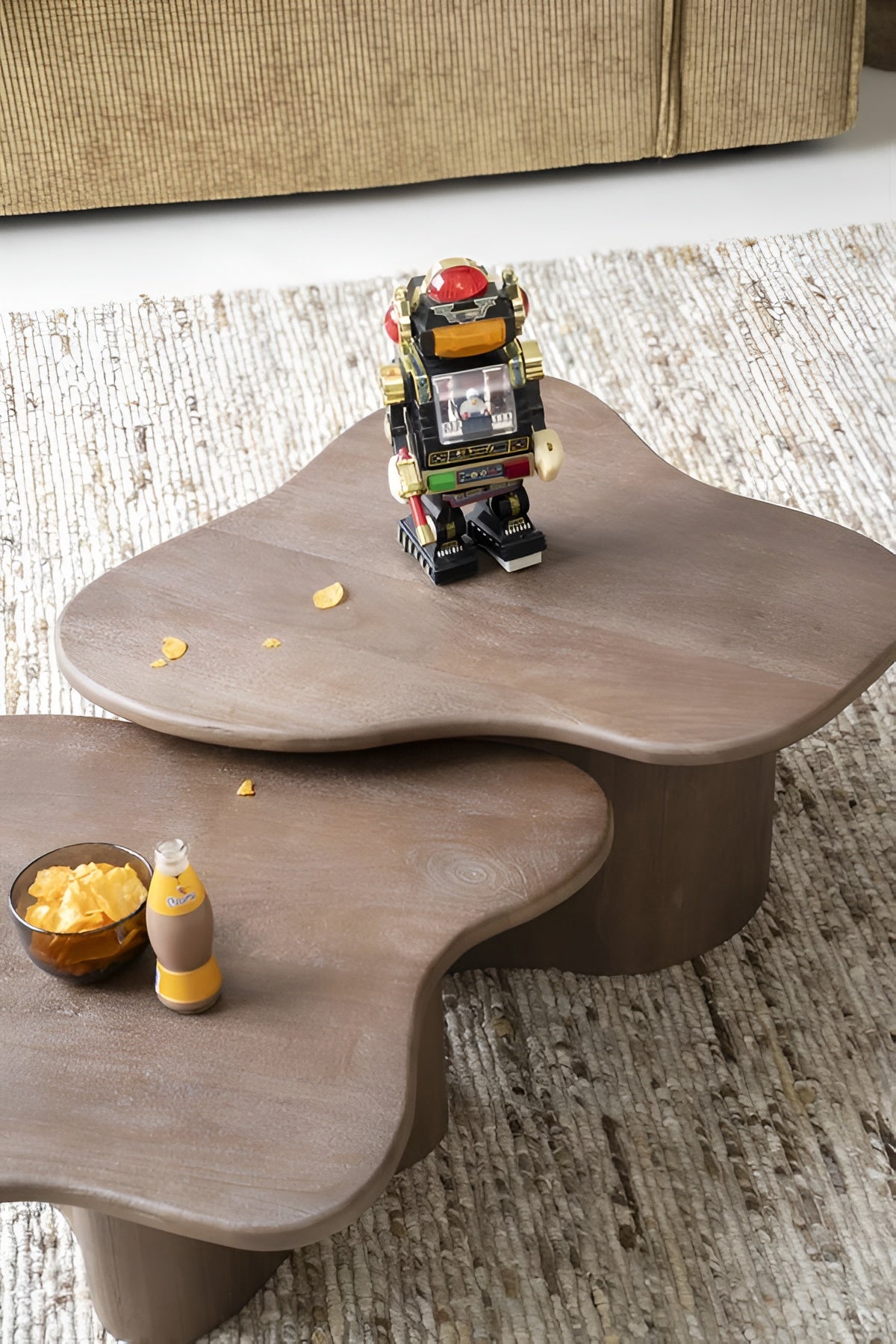 Set von Kaffeetischen FALL aus dunkelbraunem Mangoholz