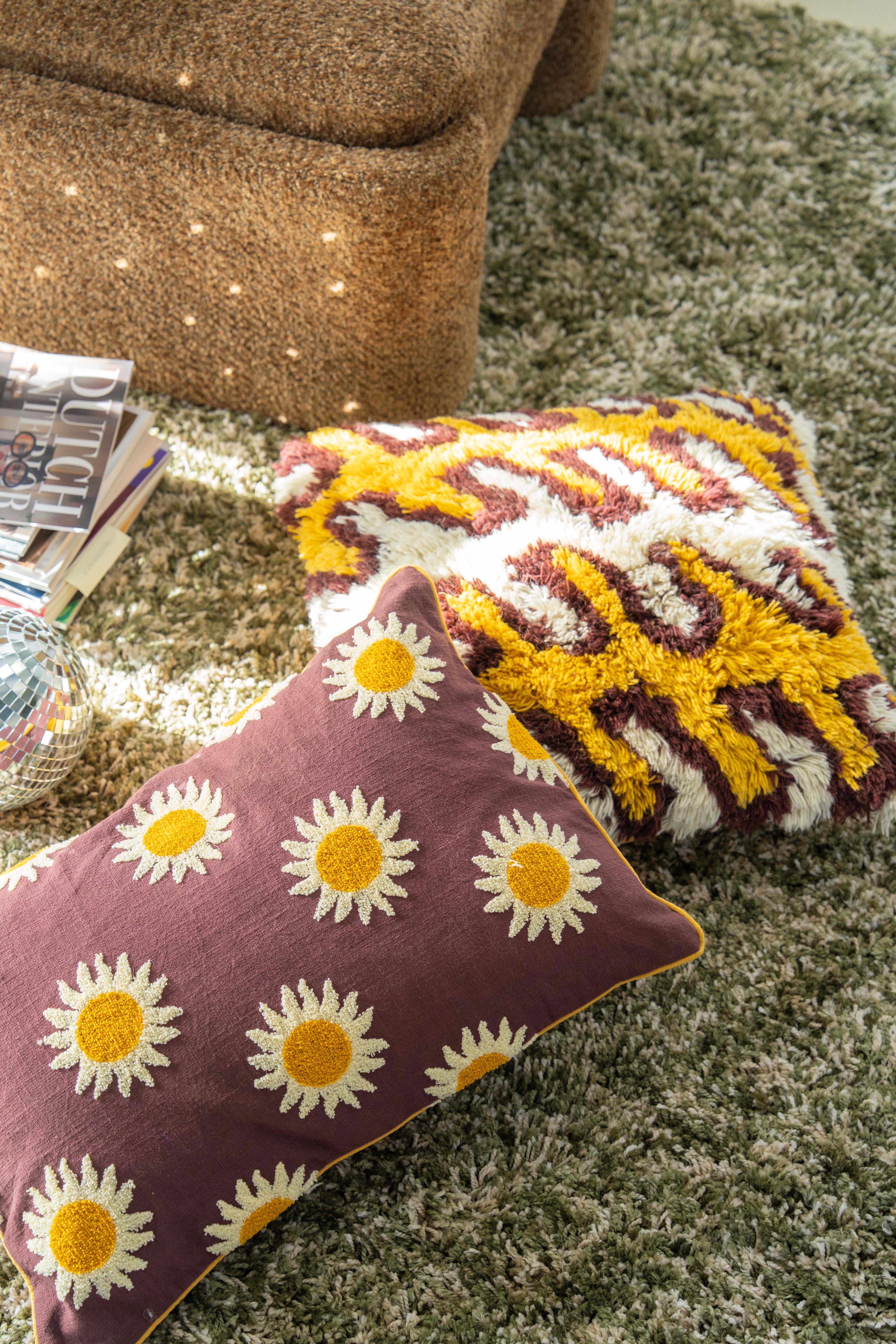 Poduszka RAY żółty z beżowym i brązowym