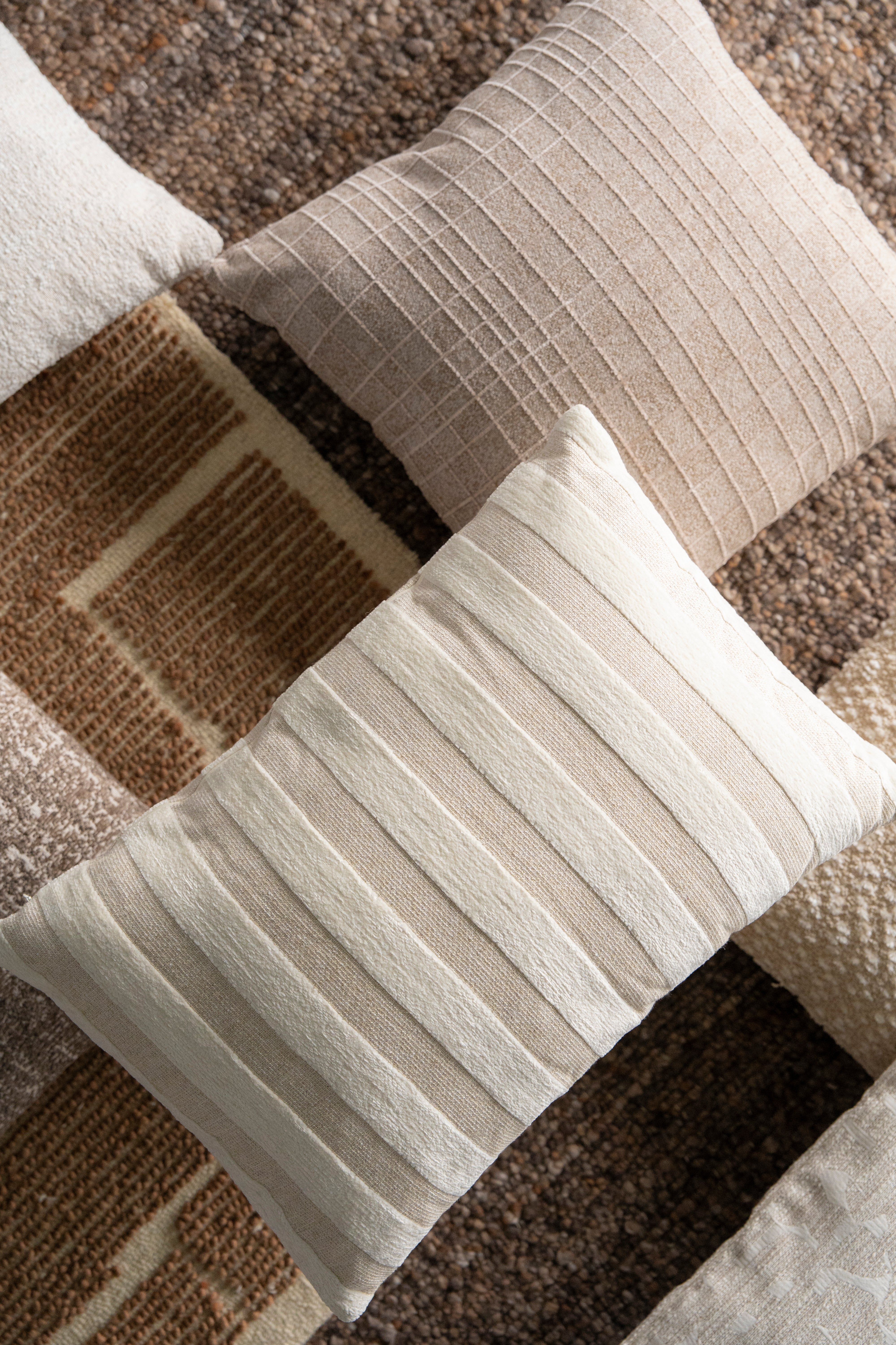 RAYA Cushion in Beige Stripes