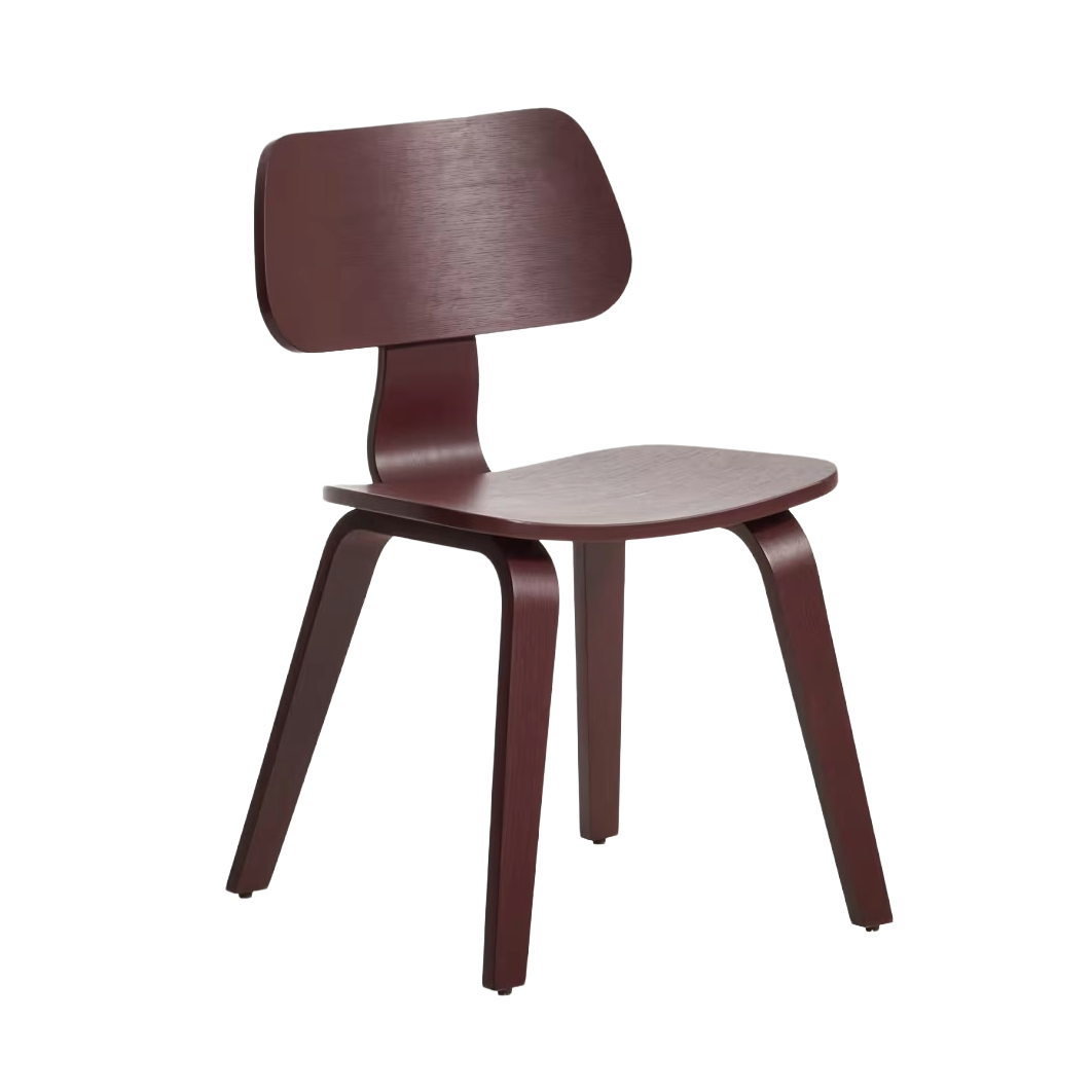 GENA Chair in Burgundy with Oak Veneer
