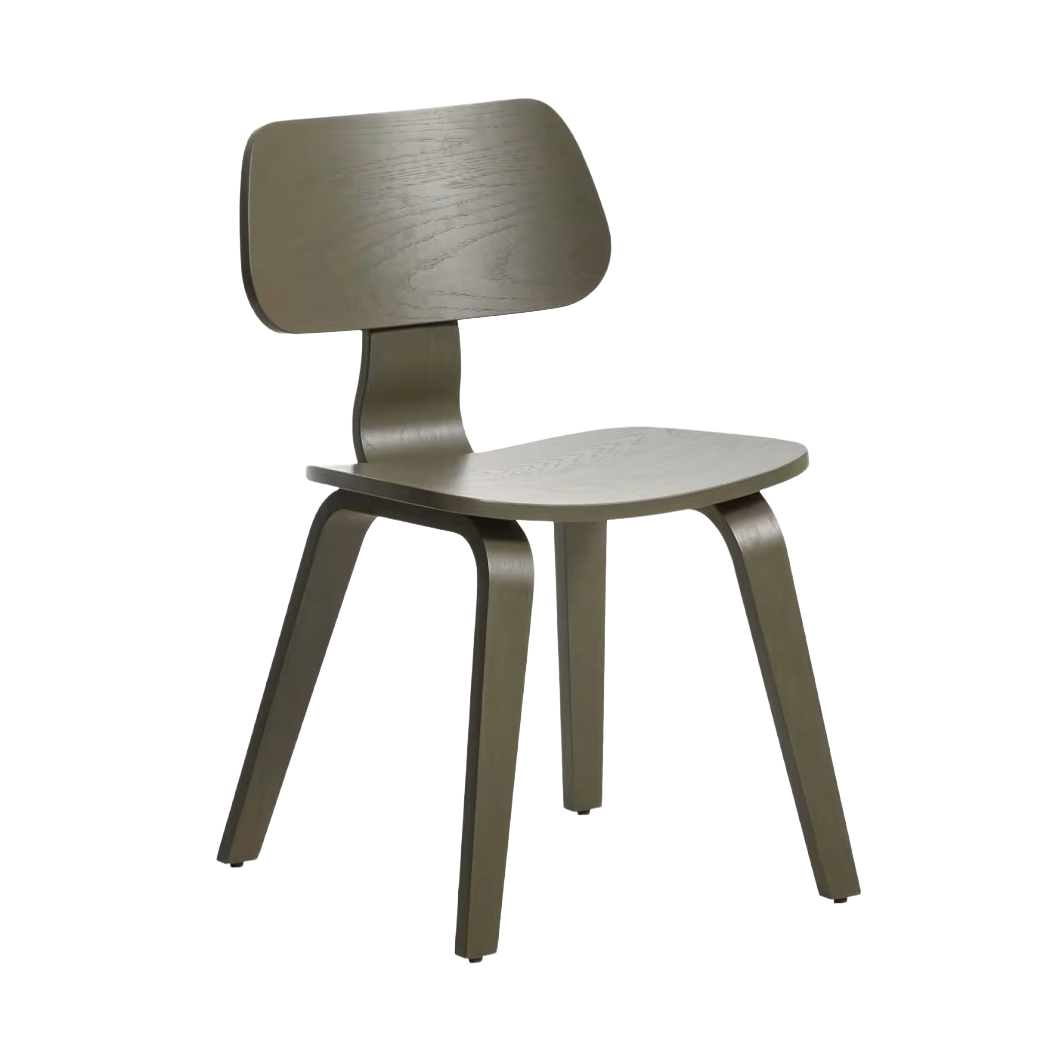 GENA Chair in Dark Green with Oak Veneer