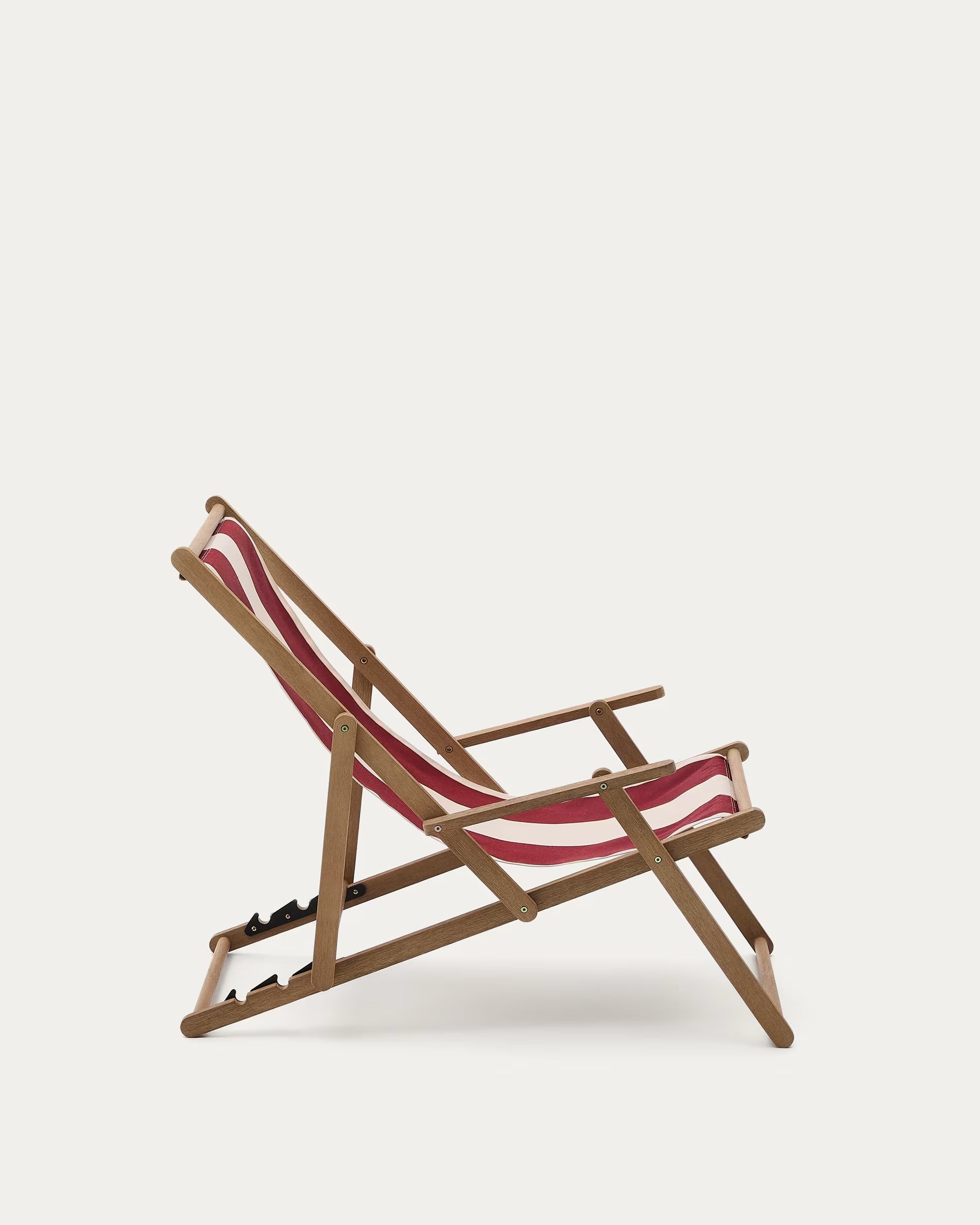 Vilara burgundy-beige deckchair with an acacia base