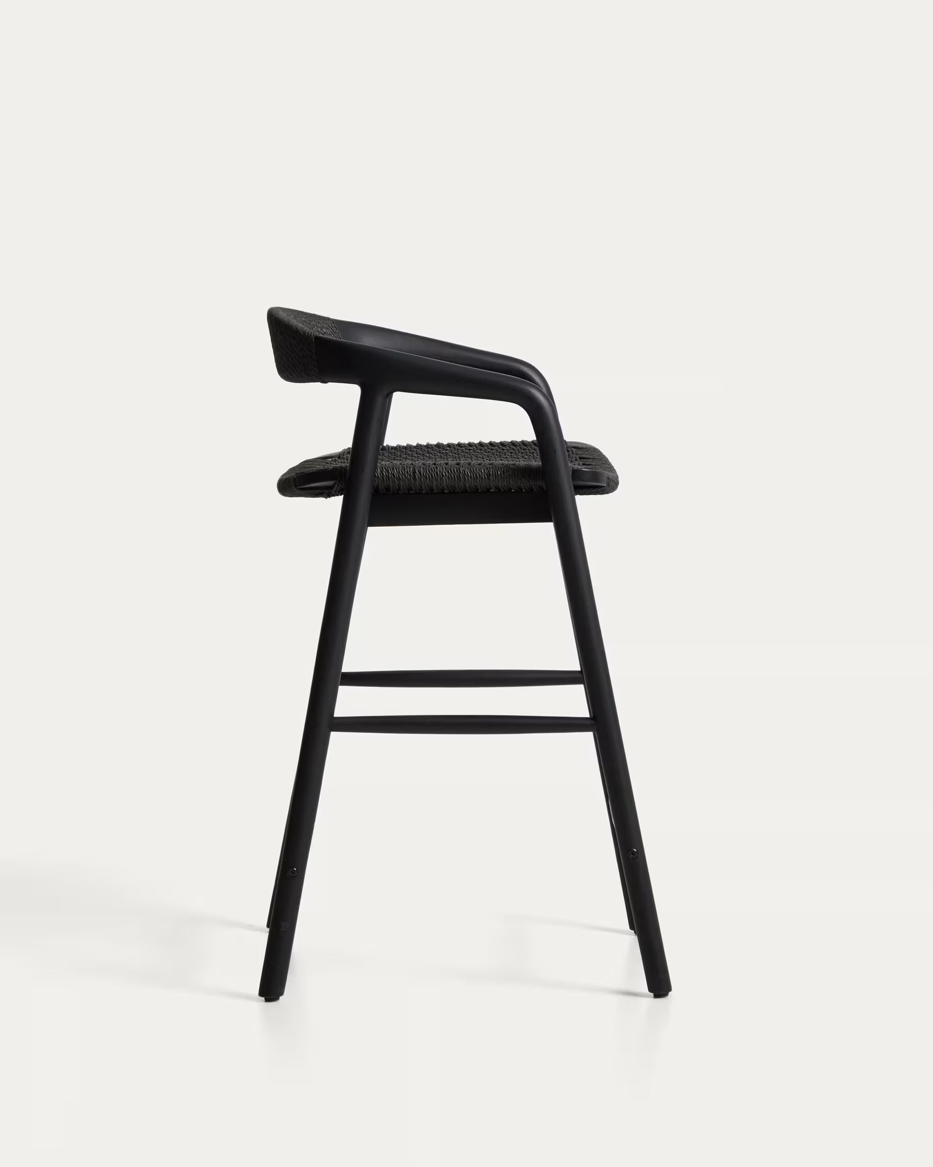 DERILE bar stool in black oak wood with a black cord.