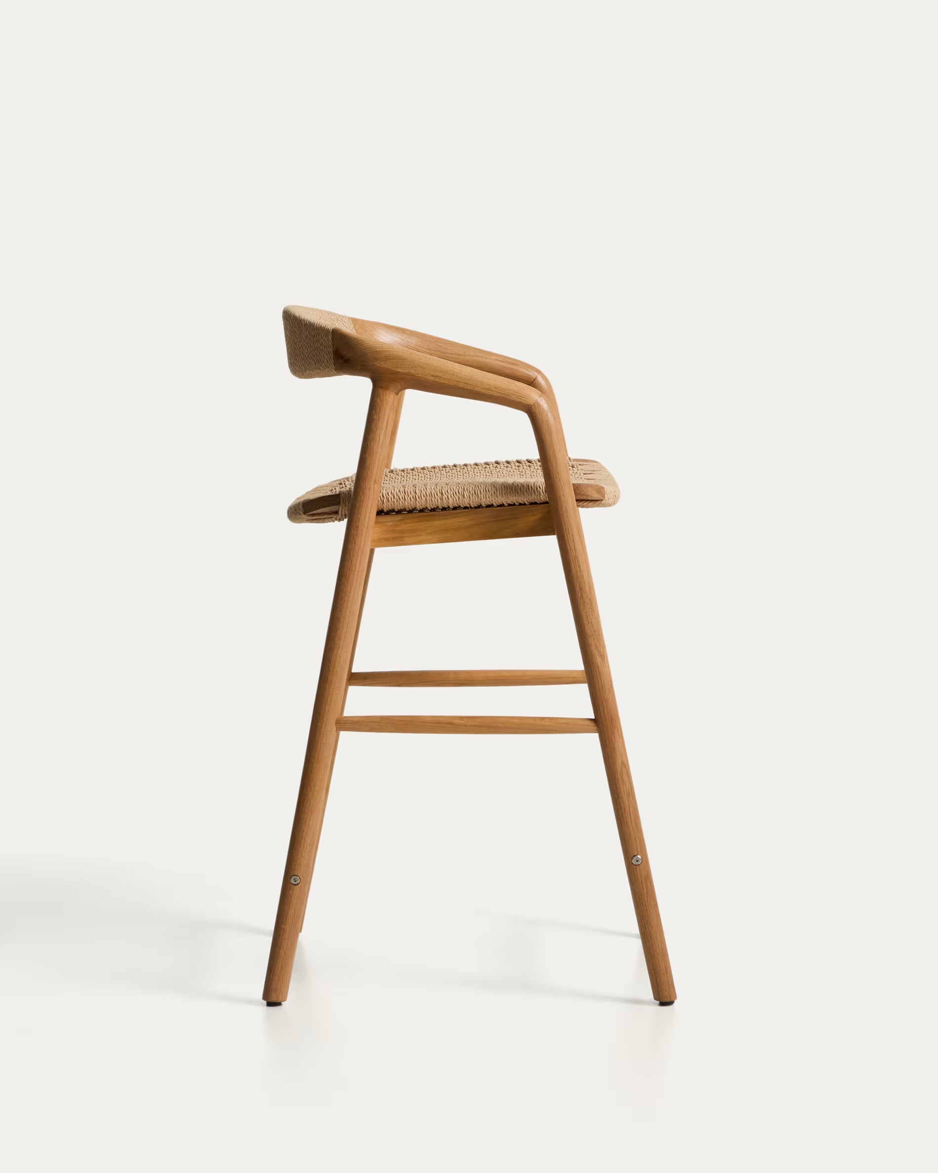DERILE bar stool in oak wood with beige cord