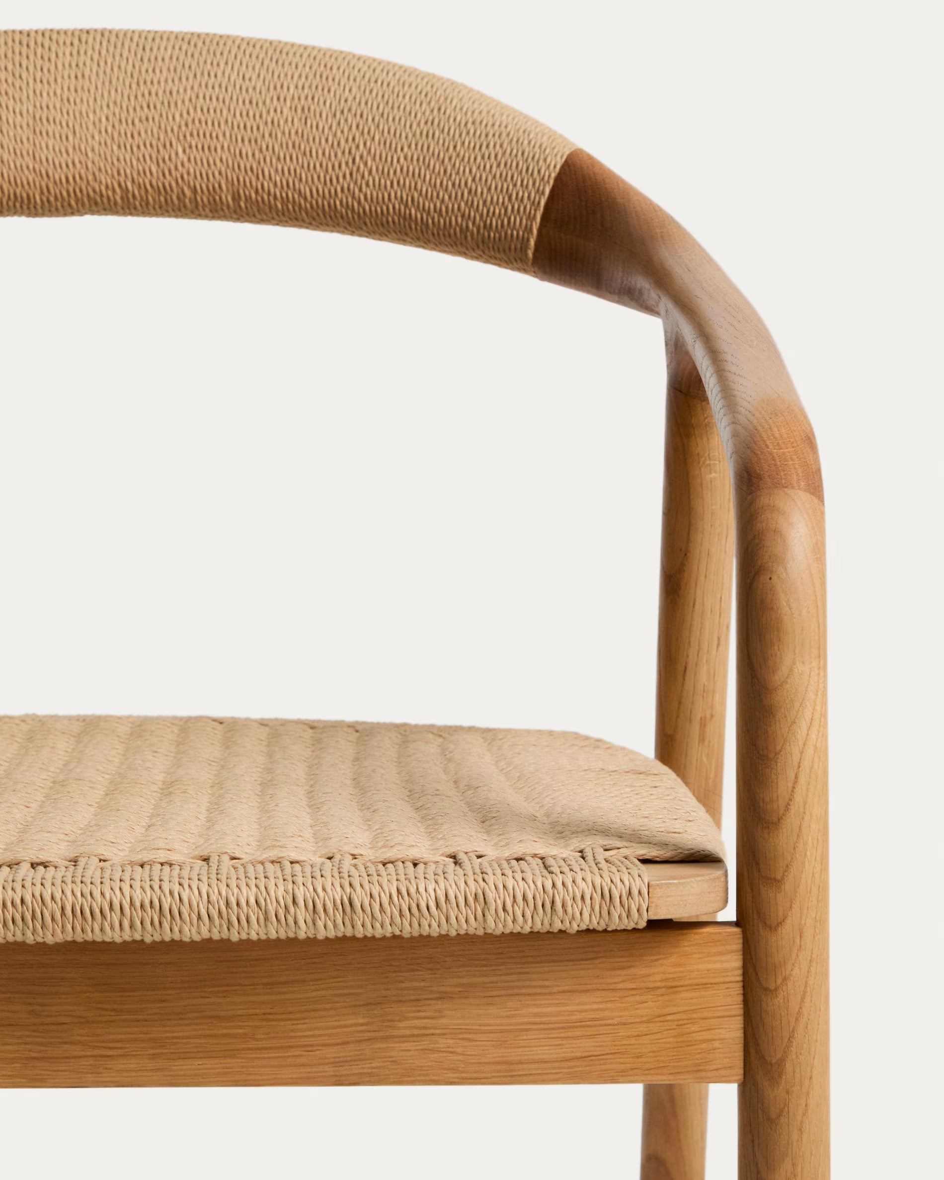 DERILE Beige Armchair with Wooden Base