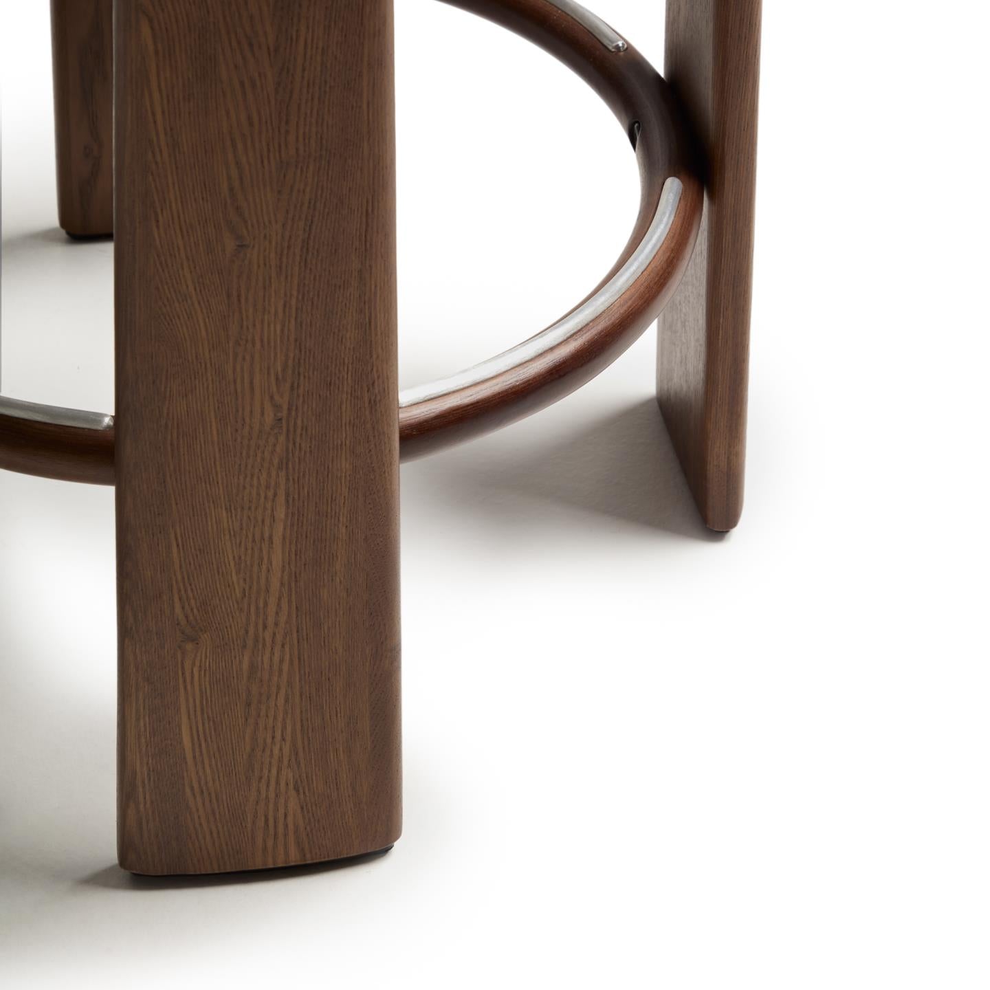 Barhocker GRANITE beige Chenille mit dunklem Eschenfuß