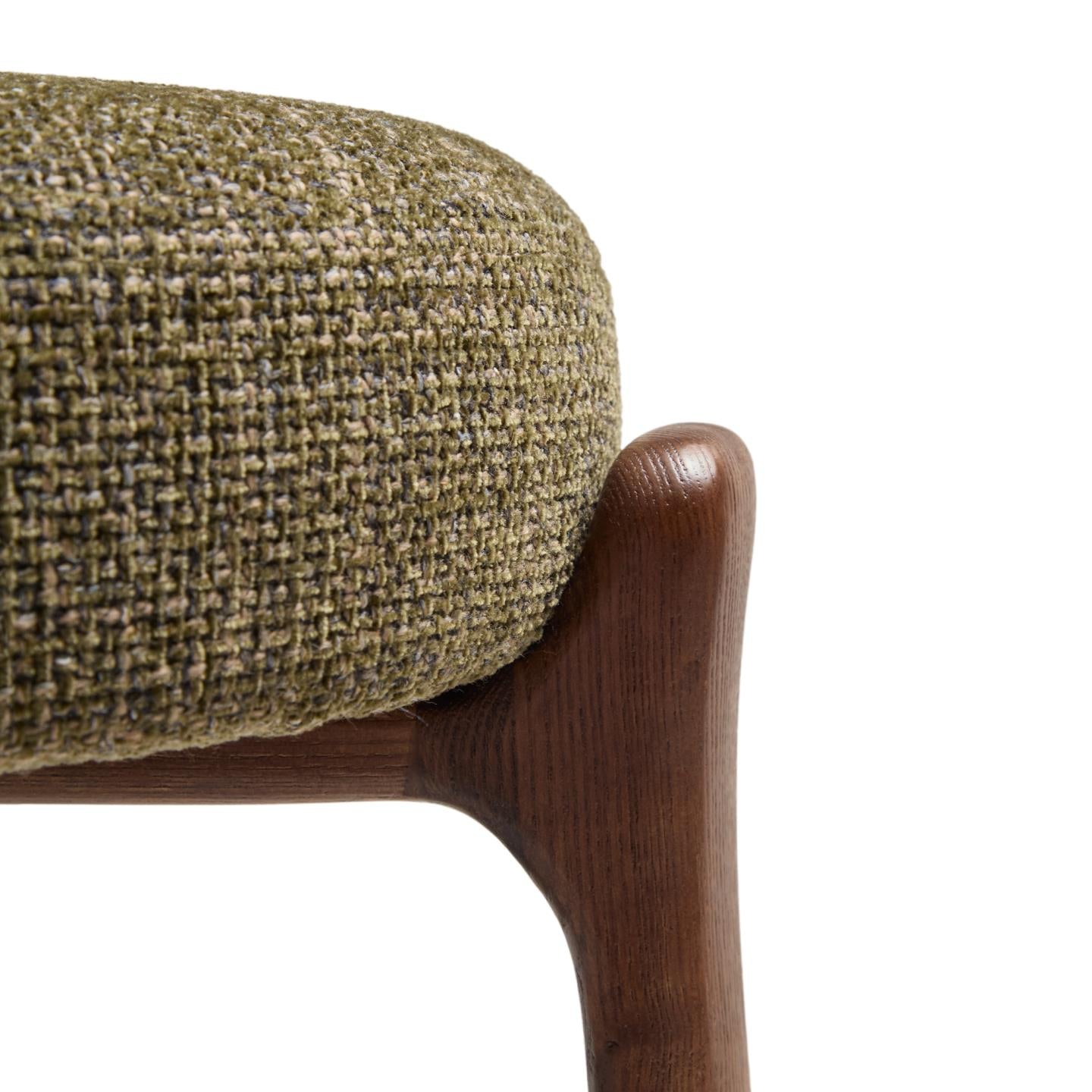 GRANITE green chenille bar stool with dark ash base