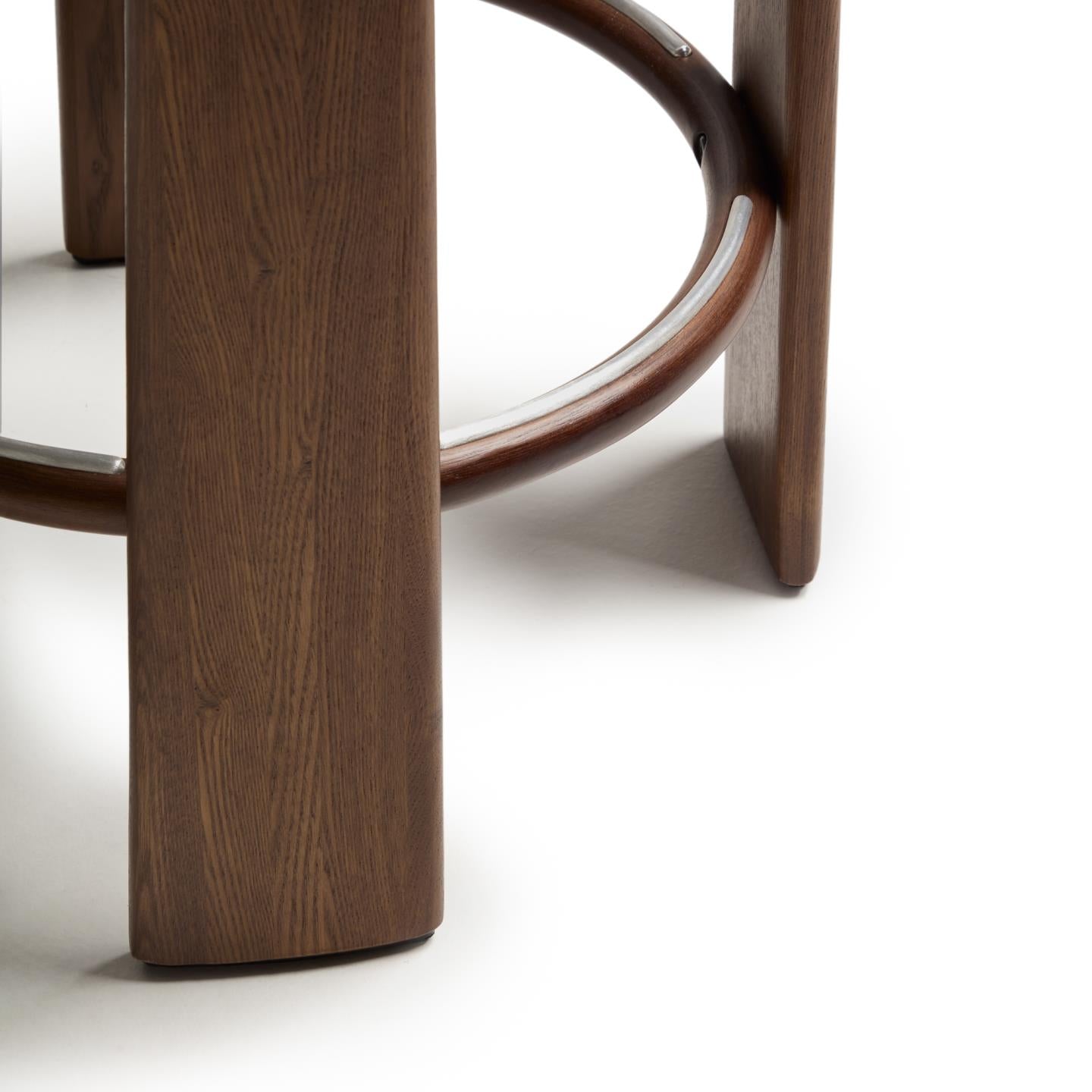 GRANITE brown chenille bar stool with a dark ash base