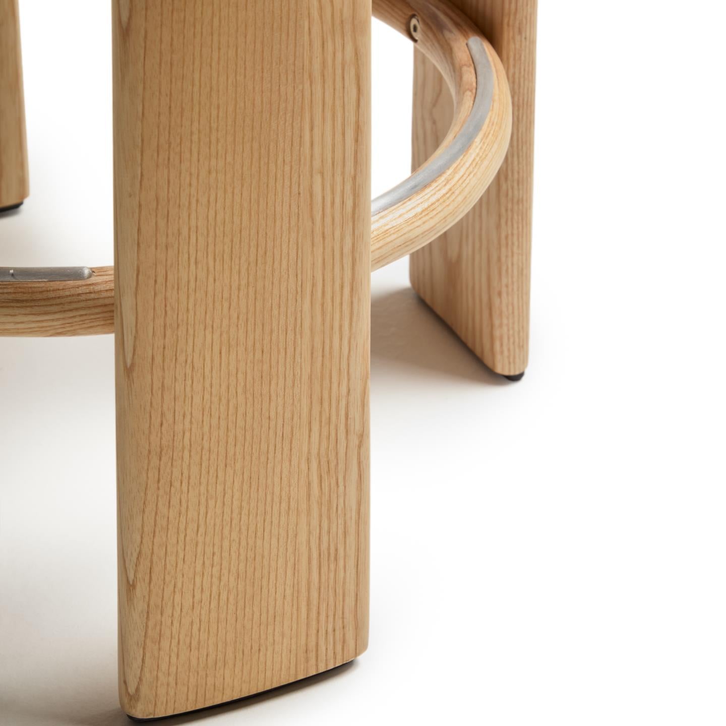 Barhocker GRANITE beige Chenille mit Eschenbasis