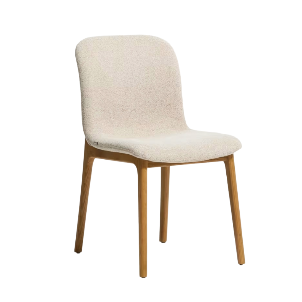 ELNOR chair in beige chenille with an oak base